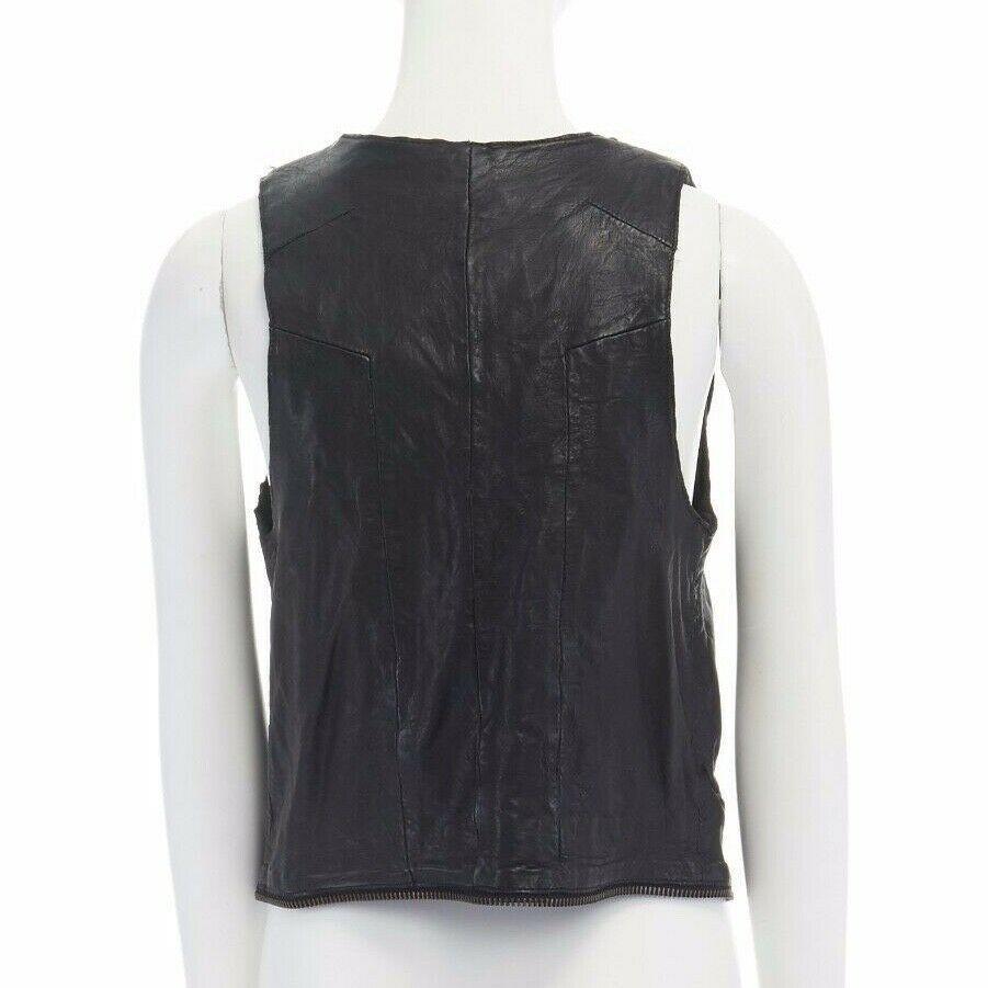 Silver ERIN WASSON ZADIG VOLTAIRE padded strap silver buckle zip trim leather vest M