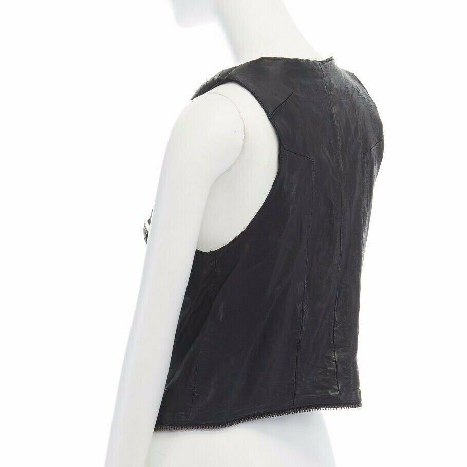ERIN WASSON ZADIG VOLTAIRE padded strap silver buckle zip trim leather vest M In Excellent Condition In Hong Kong, NT