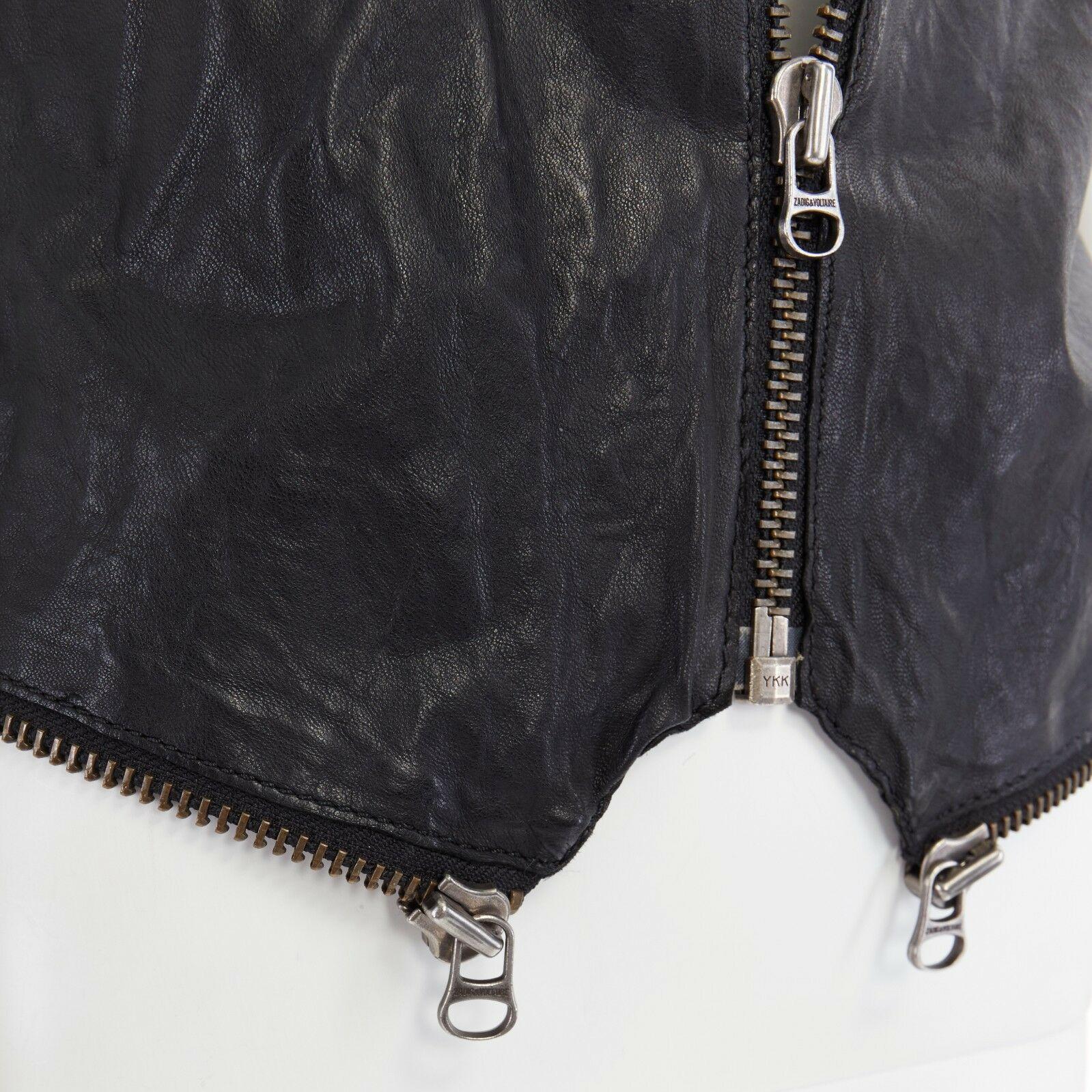 ERIN WASSON ZADIG VOLTAIRE padded strap silver buckle zip trim leather vest M 1