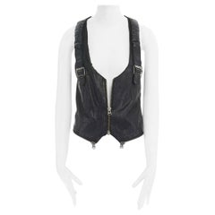 ERIN WASSON ZADIG VOLTAIRE padded strap silver buckle zip trim leather vest M