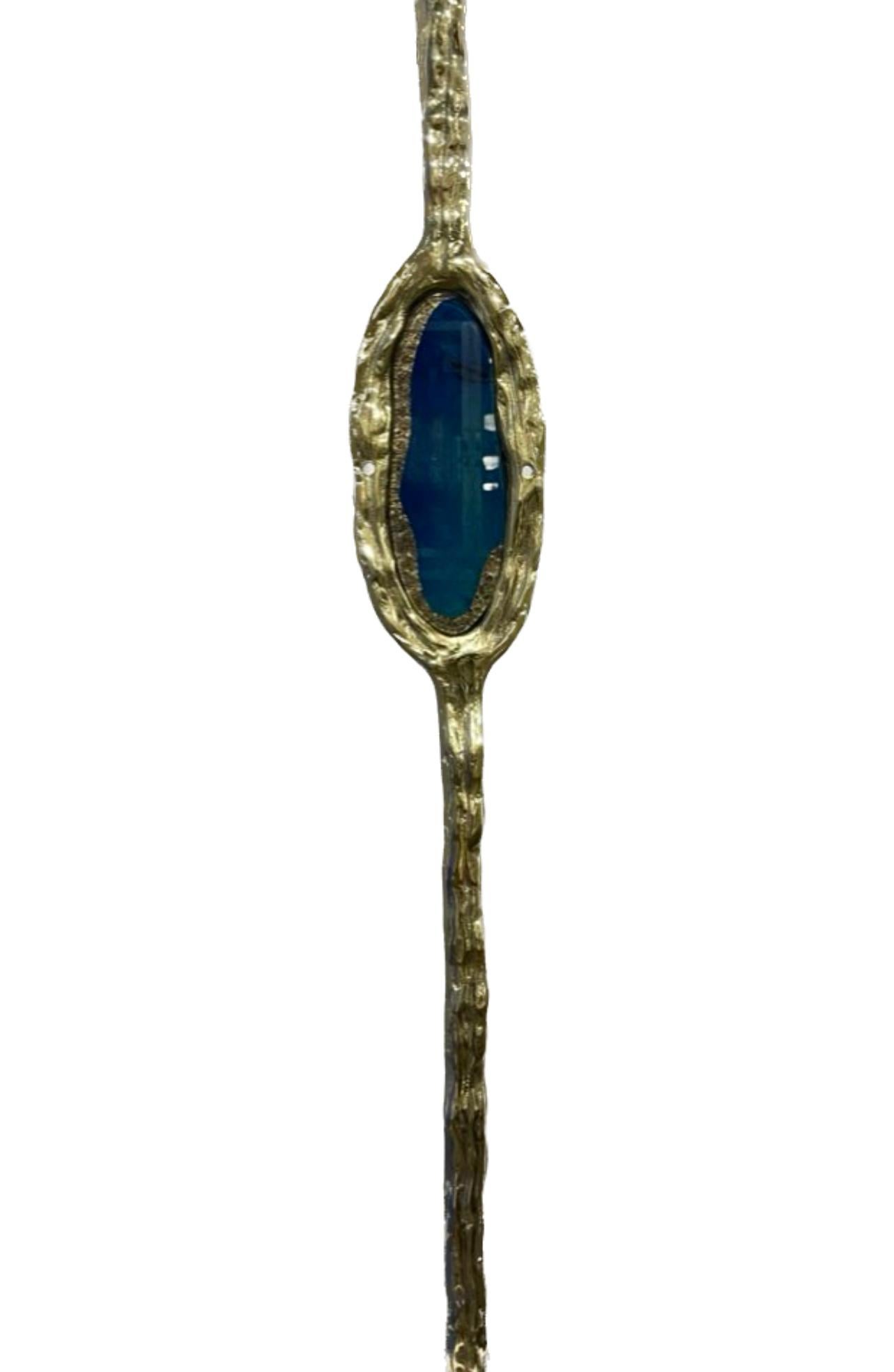 Indian Rizo Erissa Door Pull in Brass and Glass For Sale