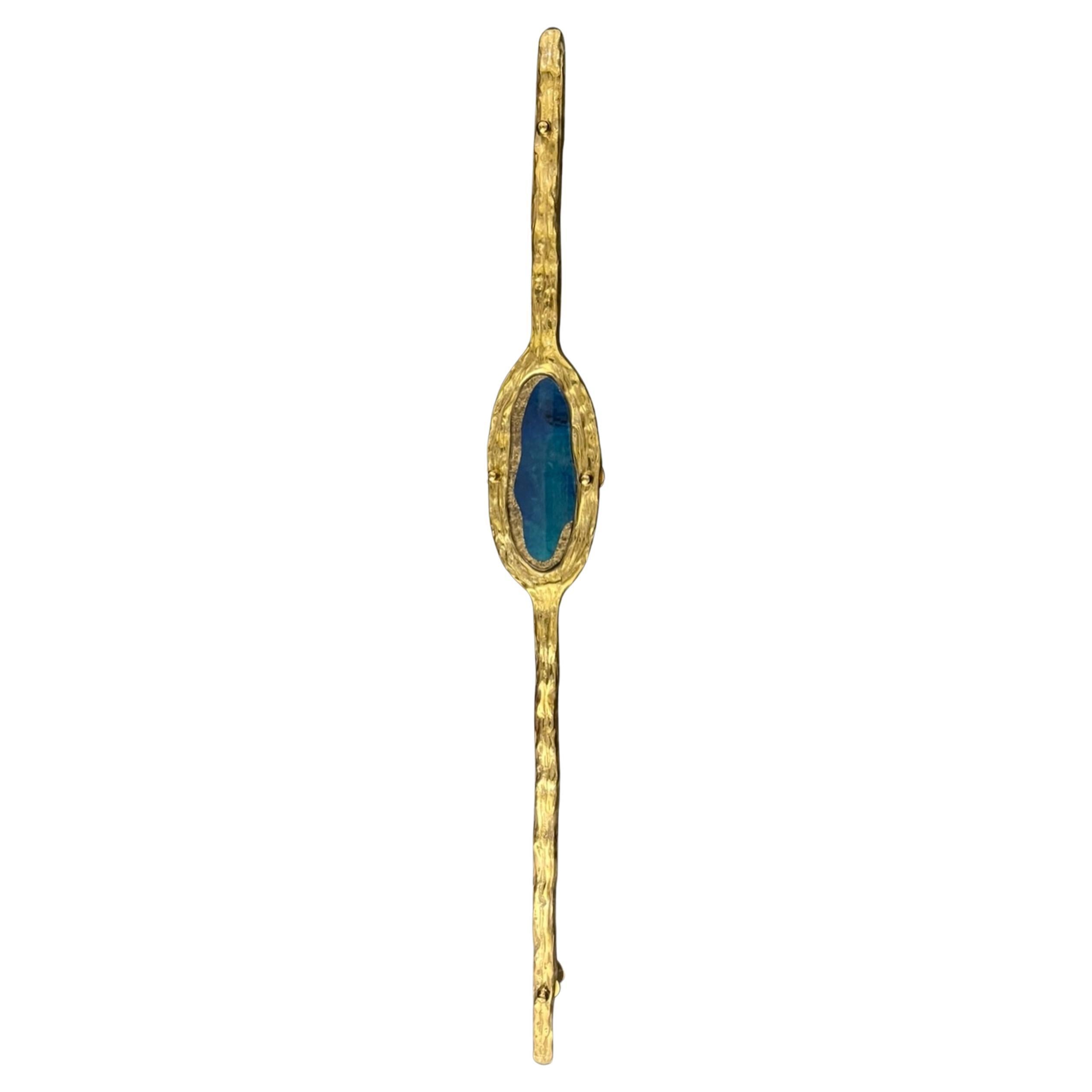 Rizo Erissa Door Pull in Brass and Glass For Sale