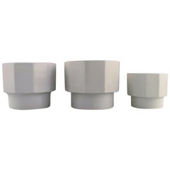 Erix Hennix for Gustavsberg, Three Plantina Flower Pots in Glazed Porcelain