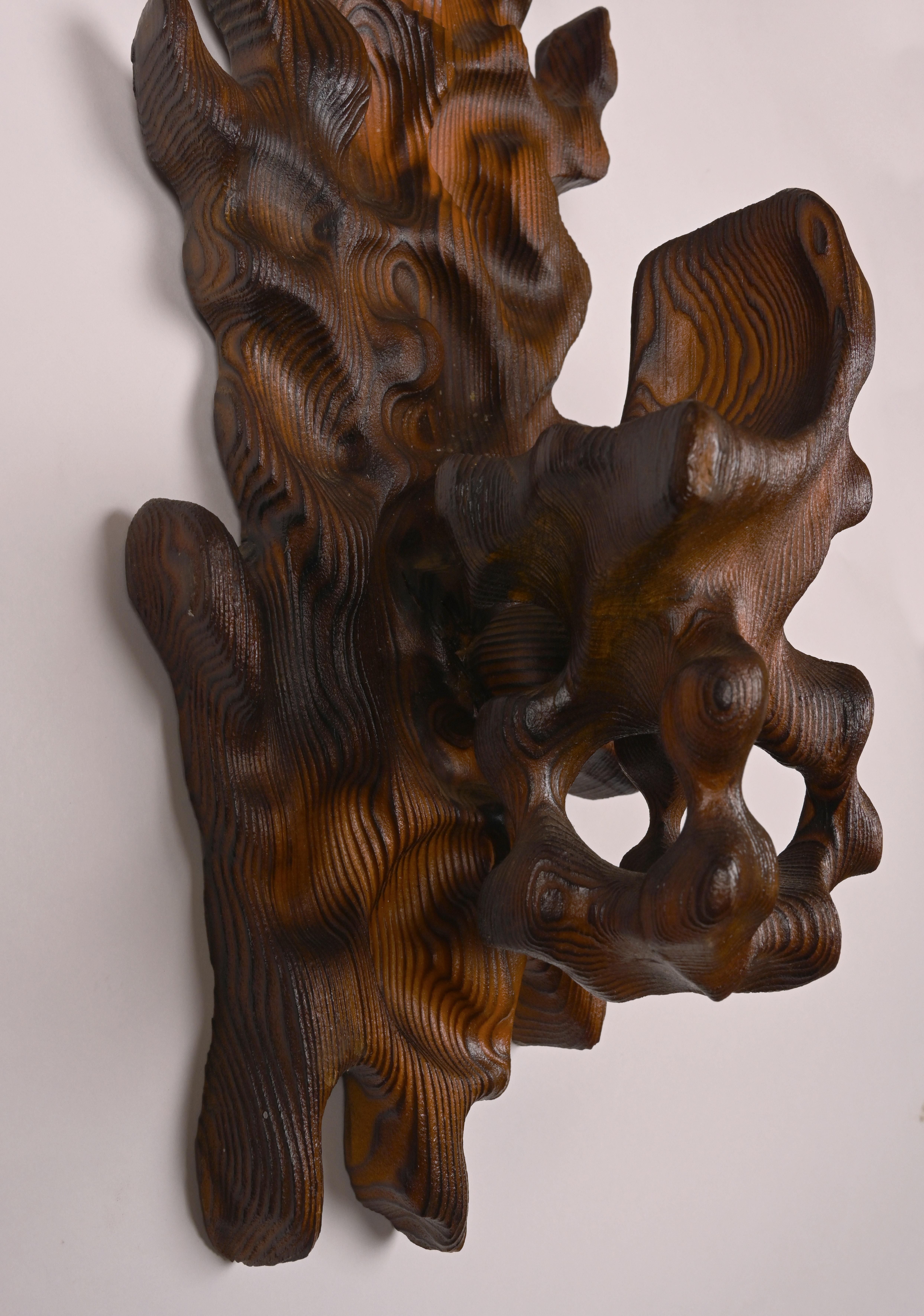 Finnish Erkki Hovi Carved Wood Sconces