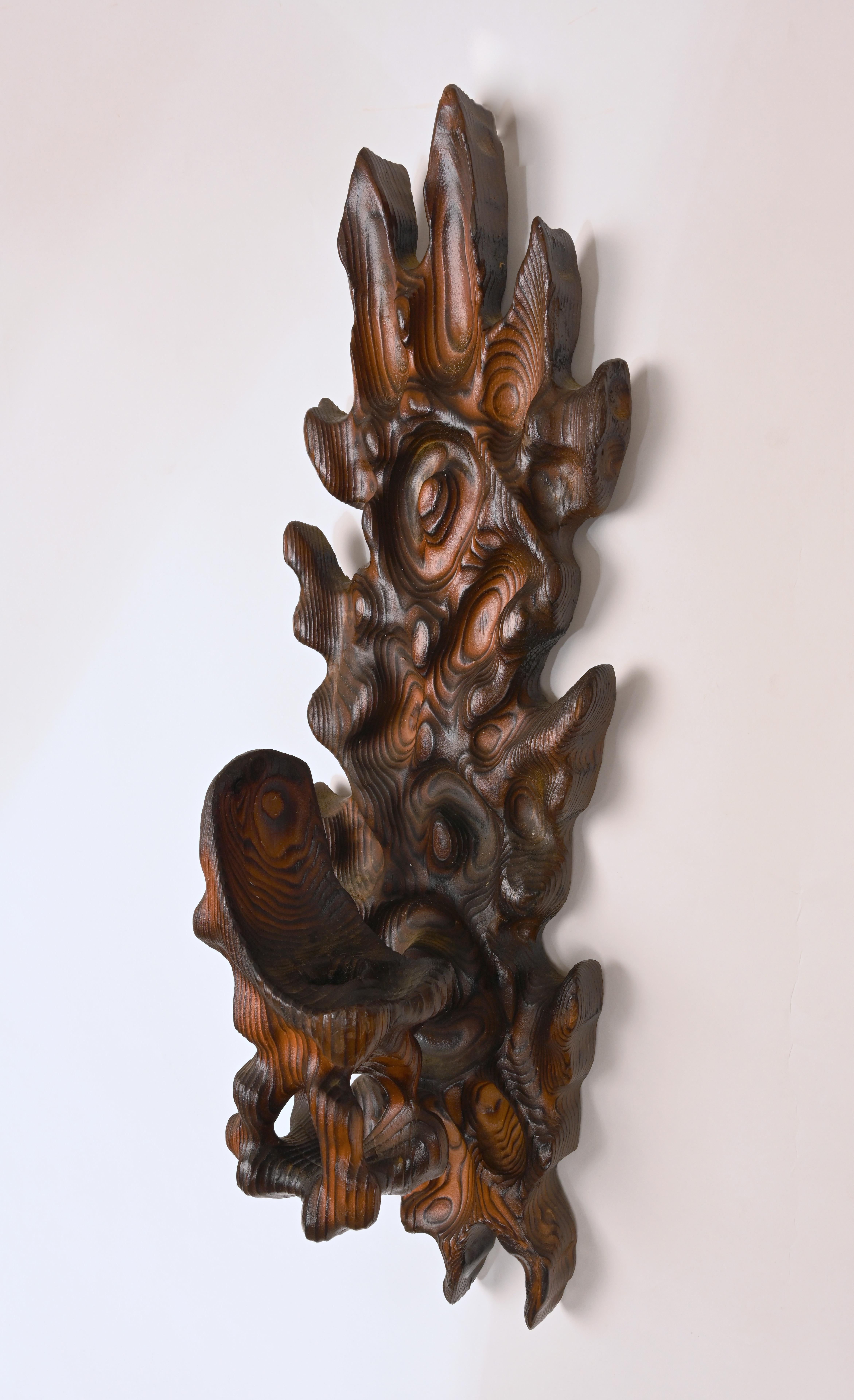 Erkki Hovi Carved Wood Sconces In Good Condition In New York, NY