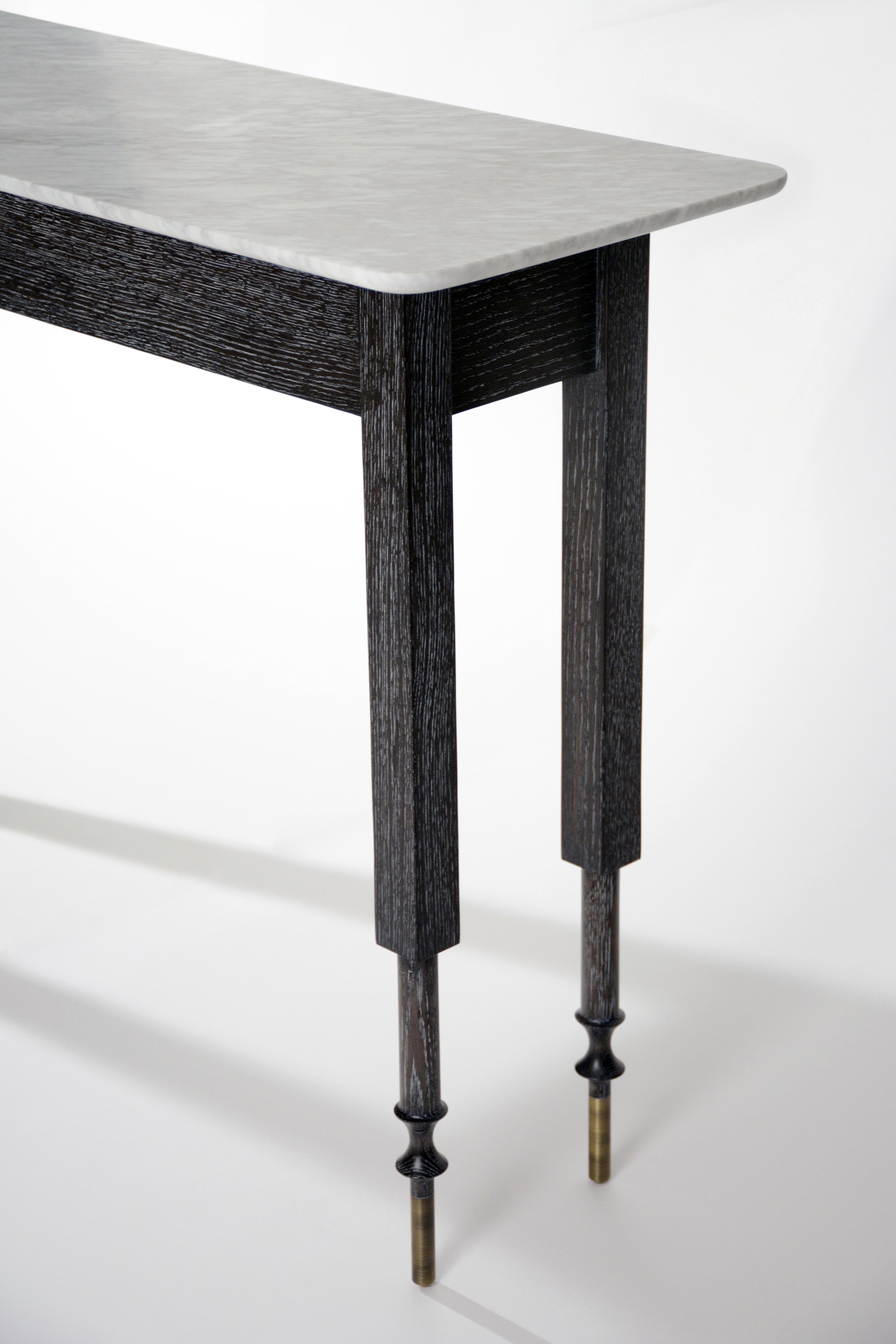 American Erland Console Table with Carrara Marble Top by Matthew Fairbank For Sale