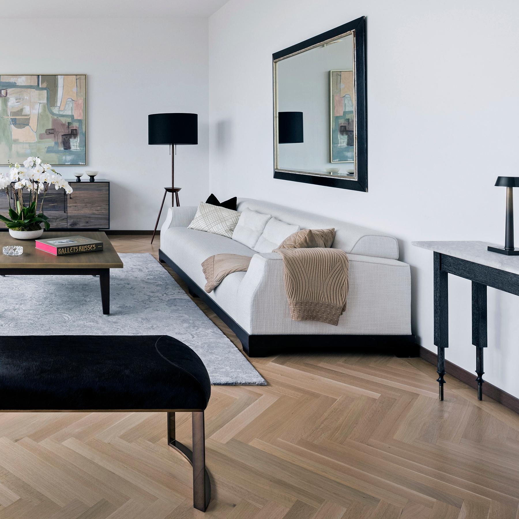 Erland Console Table with Carrara Marble Top by Matthew Fairbank In Excellent Condition For Sale In Brooklyn, NY