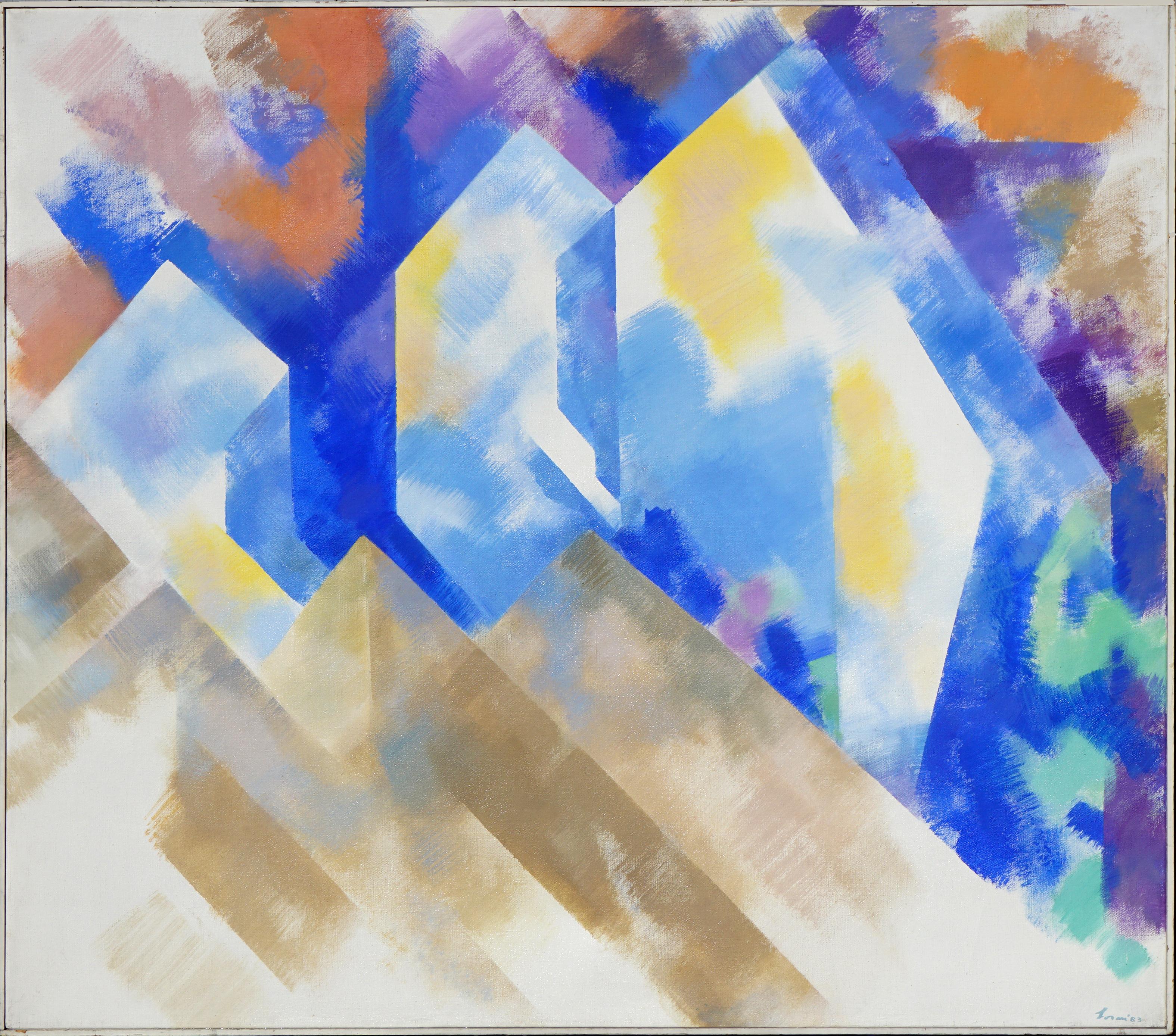 Landscape Painting di Erle Loran - "Formazione della scogliera" - Paesaggio astratto geometrico modernista