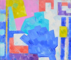 Blue City Trees: Large Scale Geometric Abstract Landscape, 52x60