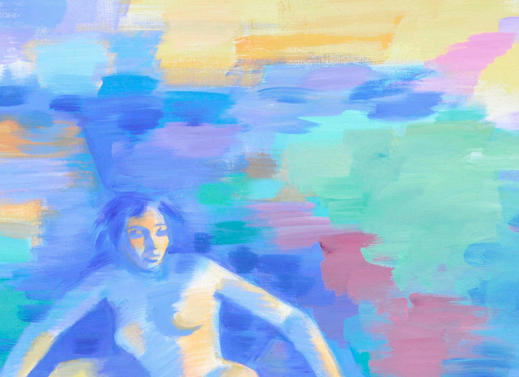 Femme bleue - Figuratif abstrait  - Expressionnisme abstrait Painting par Erle Loran