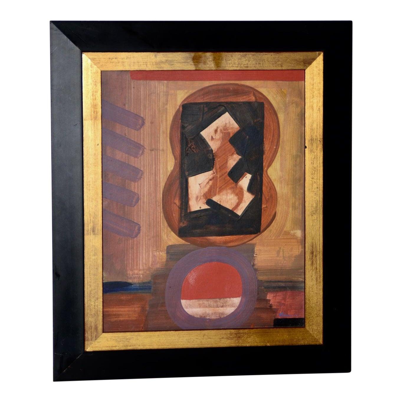 Vintage abstract painting by Erle Loran (1905 - 1999), c.1964. 

This is another fantastic period abstract painting by listed artist, Erle Loran. The untitled work is done in oil on board. The painting is in very good vintage condition. Signed and