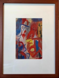 Modernistisches:: abstraktes:: farbenfrohes Gouache-Gemälde des kalifornischen Künstlers Erle Loran