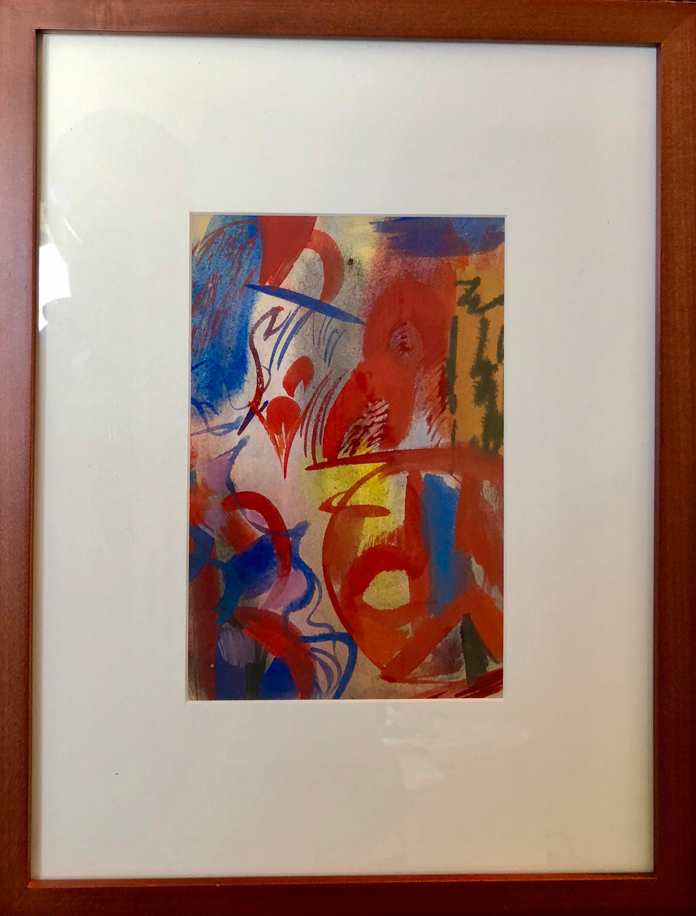 Erle Loran Modernist Abstract Colorful Gouache Painting California Artist 4