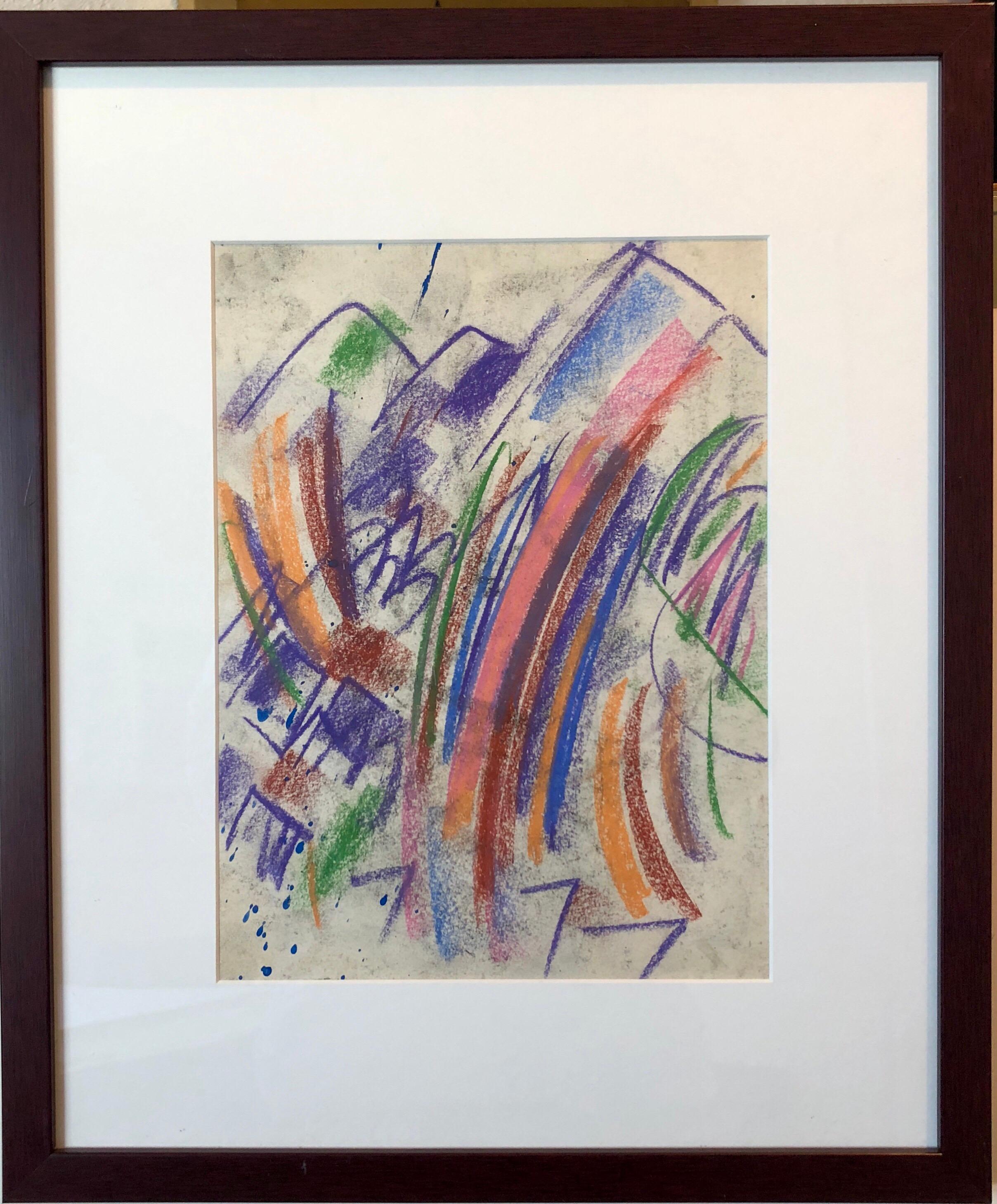 Erle Loran Modernist Abstract Colorful Pastel Drawing California Artist 1