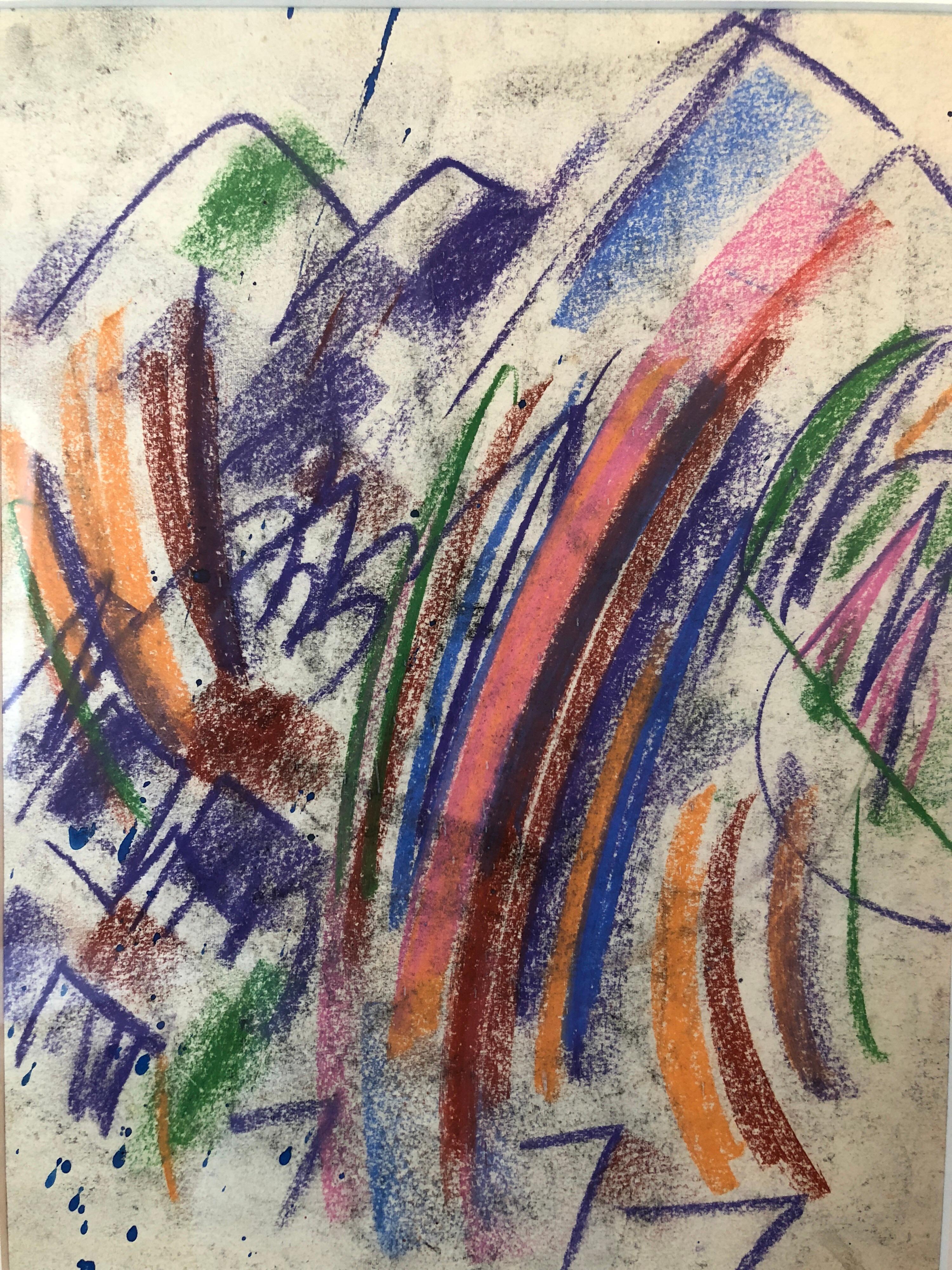 Erle Loran Modernist Abstract Colorful Pastel Drawing California Artist 2