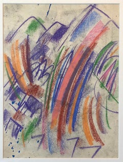 Erle Loran Modernist Abstract Colorful Pastel Drawing California Artist