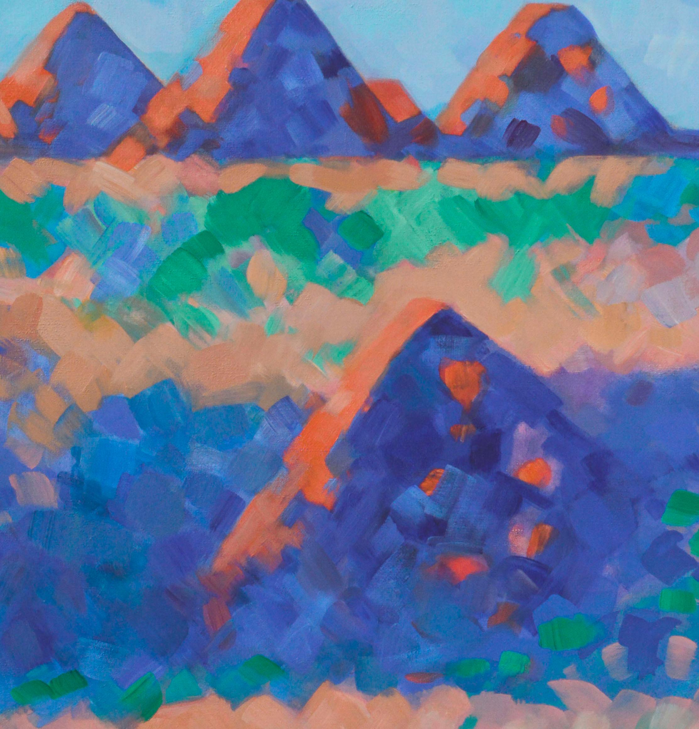 Cuatro montañas rojas - Paisaje abstracto - Painting de Erle Loran