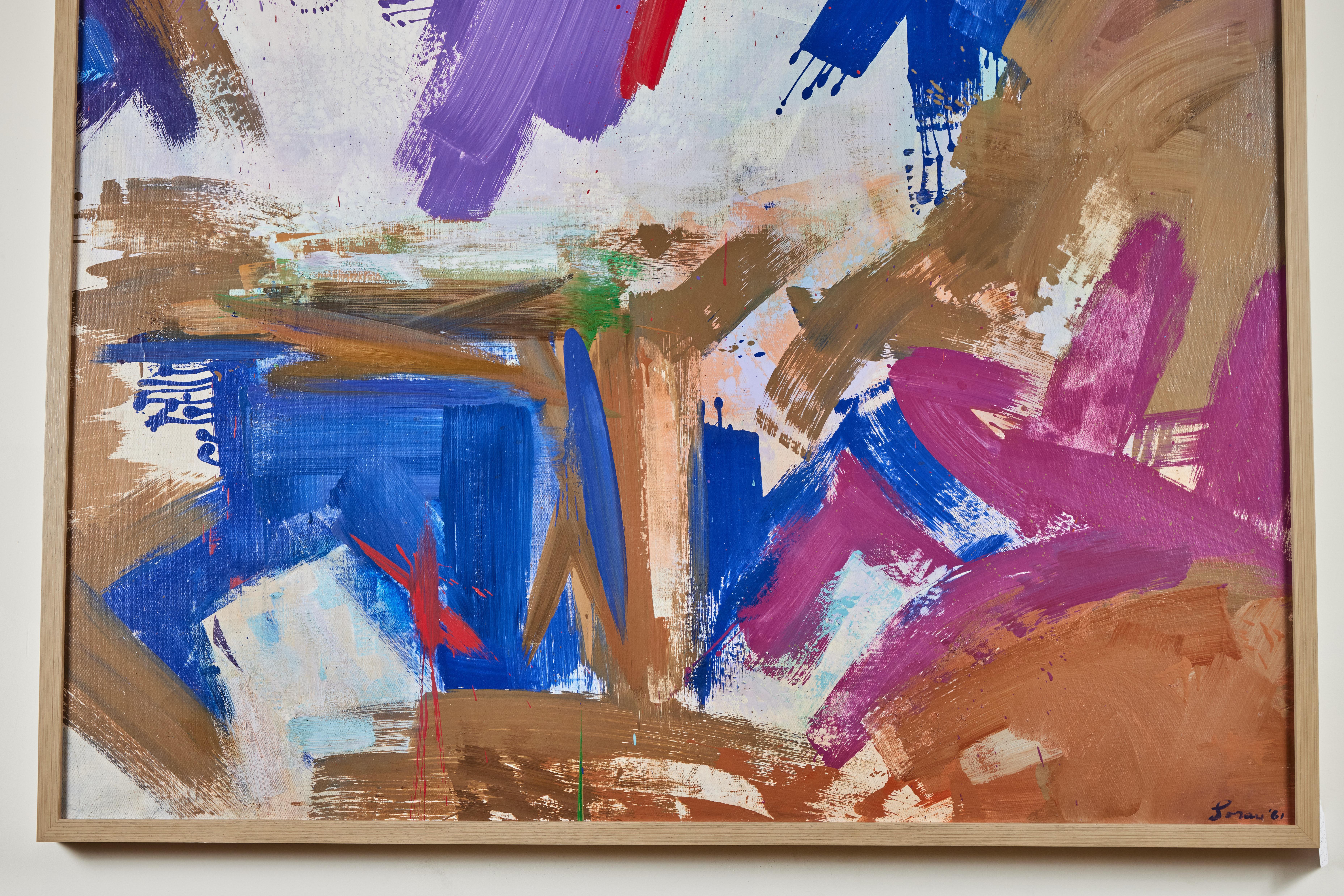 Grande peinture abstraite, signée, 1961 en vente 5