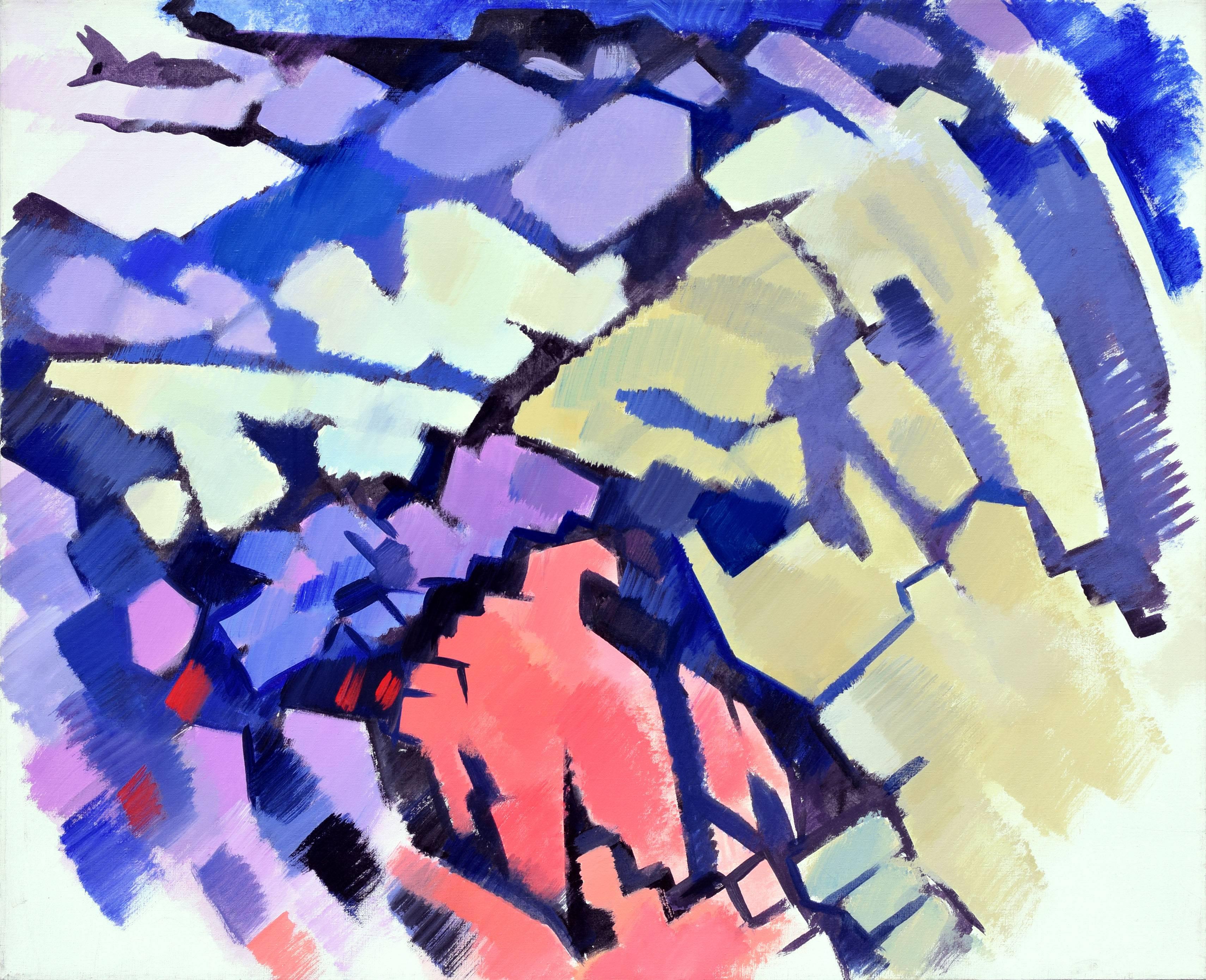 Moderne abstrahierte Wyoming-Landschaft 46 "H x 52 "W