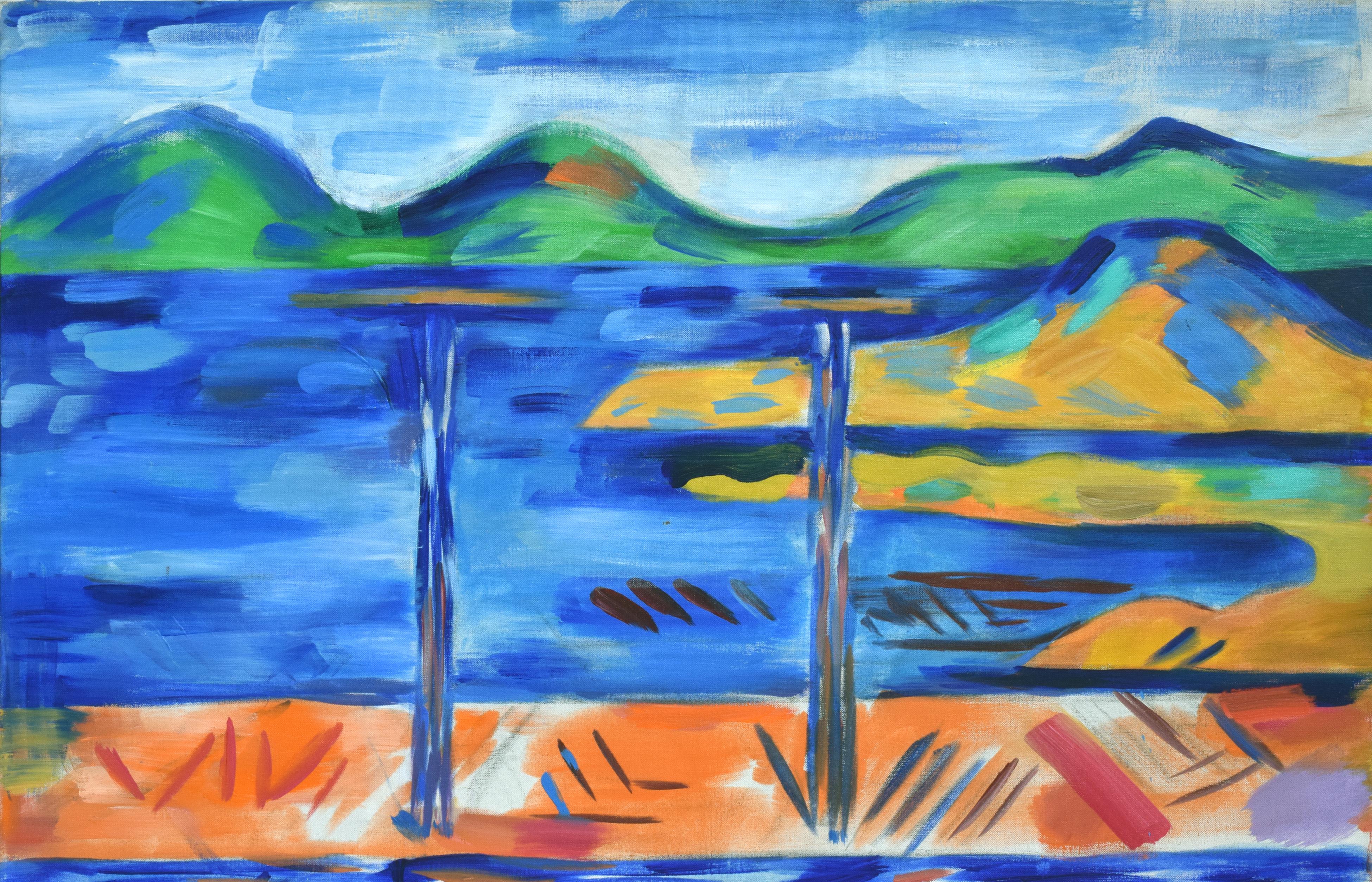 Oakland to Tamalpais Views - Fauvist Abstracted Landscape - Painting by Erle Loran
