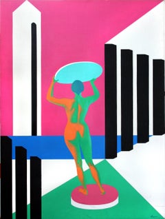 "Olympic Star" Large Scale Woman Surfer Figurative by Erle Loran