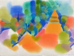 "Peaks Near Malakoff Diggins I" - Abstract Geometric Landscape Watercolor
