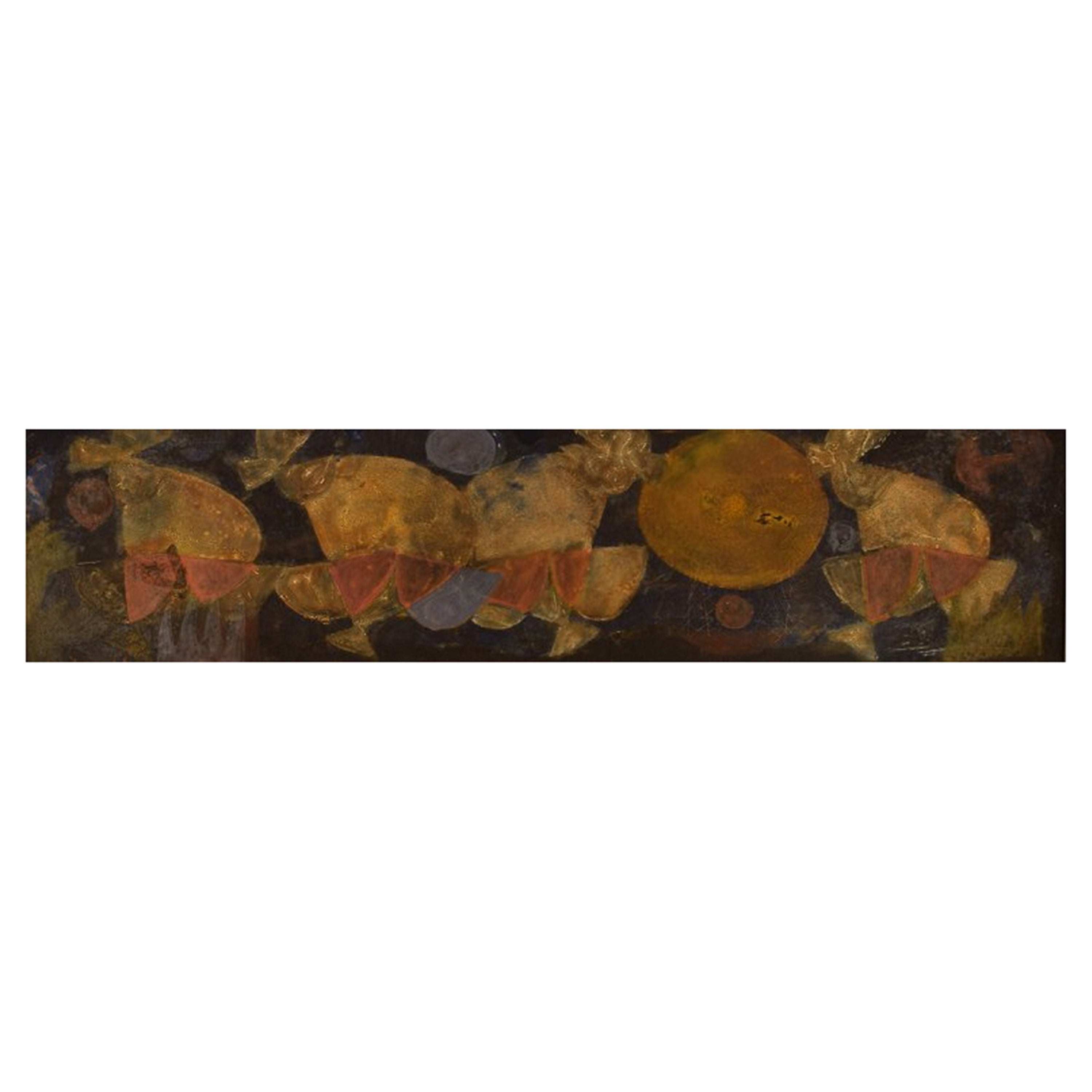 Erling Andersen, Danemark, huile sur panneau, « Danse dansante », datée de 1965