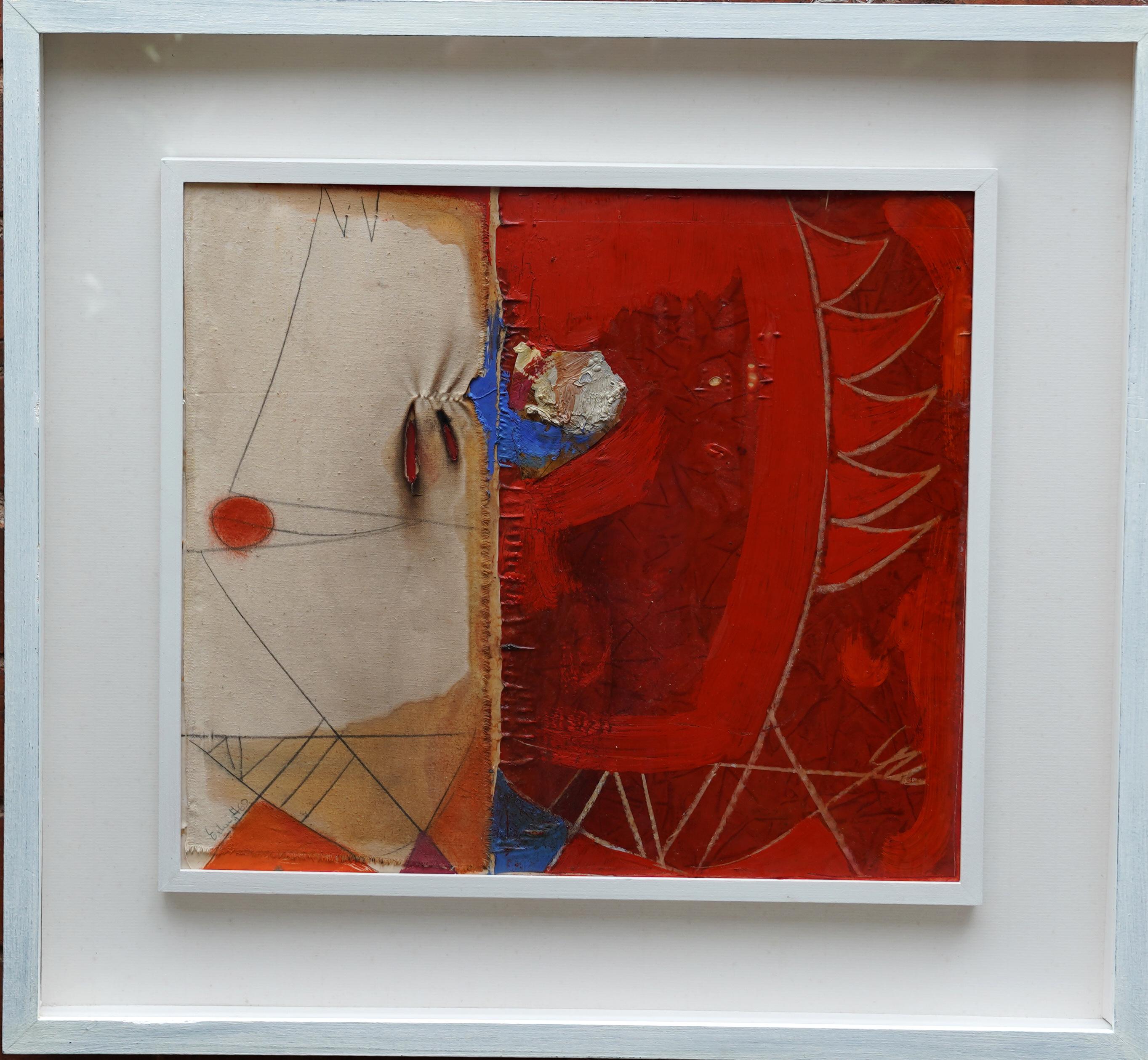 Erling Andersen Abstract Painting – Abstrakte Komposition - Dänische abstrakte Kunst 1969 Mixed-Media-Gemälde