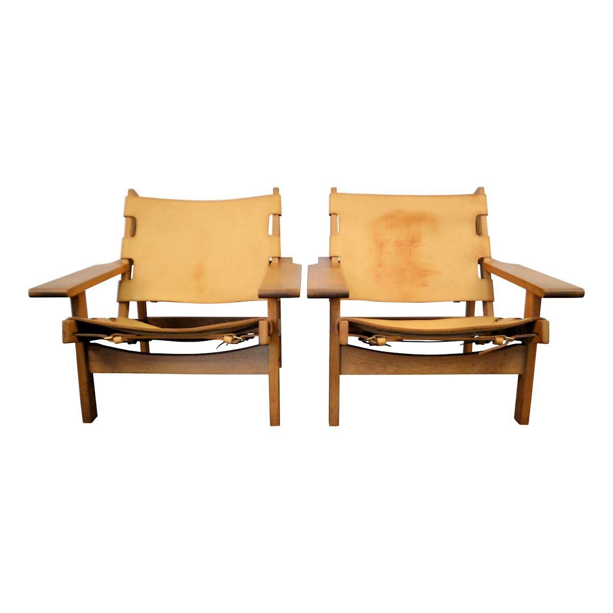 Mid-Century Modern Erling Jessen Danish Design Model 168 Leather Lounge Chairs
