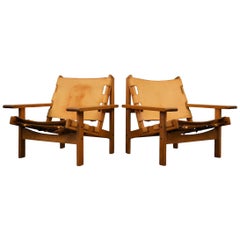 Erling Jessen Danish Design Model 168 Leather Lounge Chairs