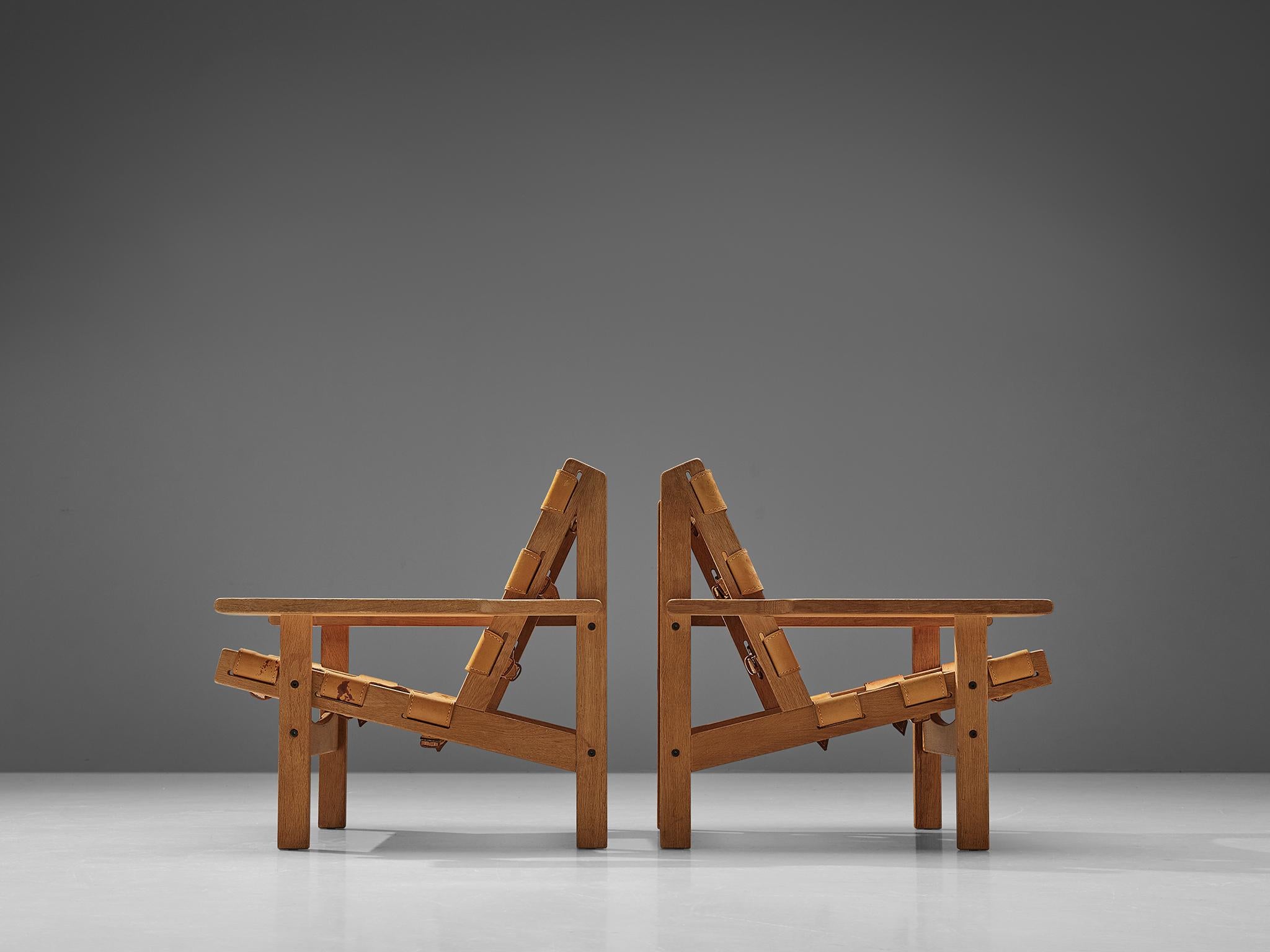 Erling Jessen Pair of Hunting Chairs in Leather and Oak 1
