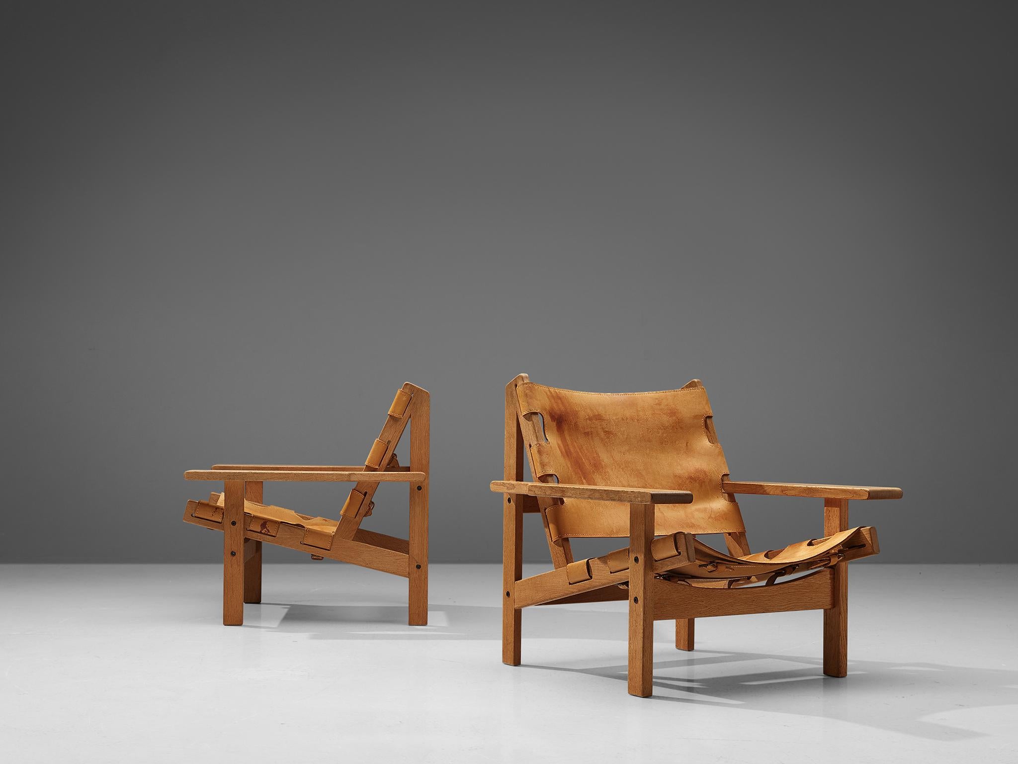 Erling Jessen Pair of Hunting Chairs in Leather and Oak 2