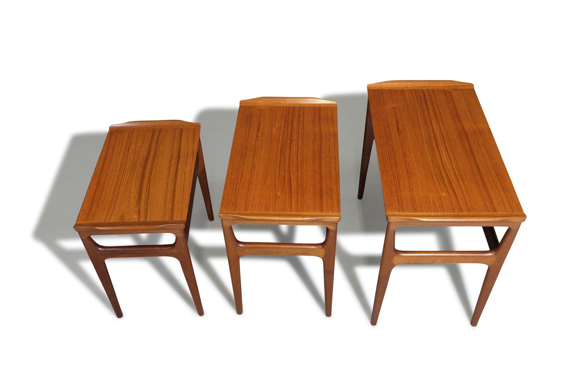 Erling Torvits Danish Teak Nesting Side Tables In Excellent Condition For Sale In Oakland, CA