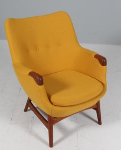 Erling Torvits lounge chair, new upholstered, Denmark 1950s. Teak. Model 30