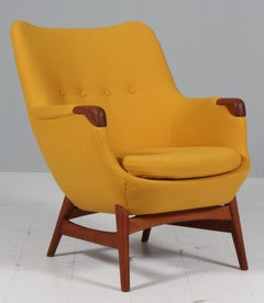 Erling Torvits lounge chair, new upholstered, Denmark 1950s. Teak. Model 30
