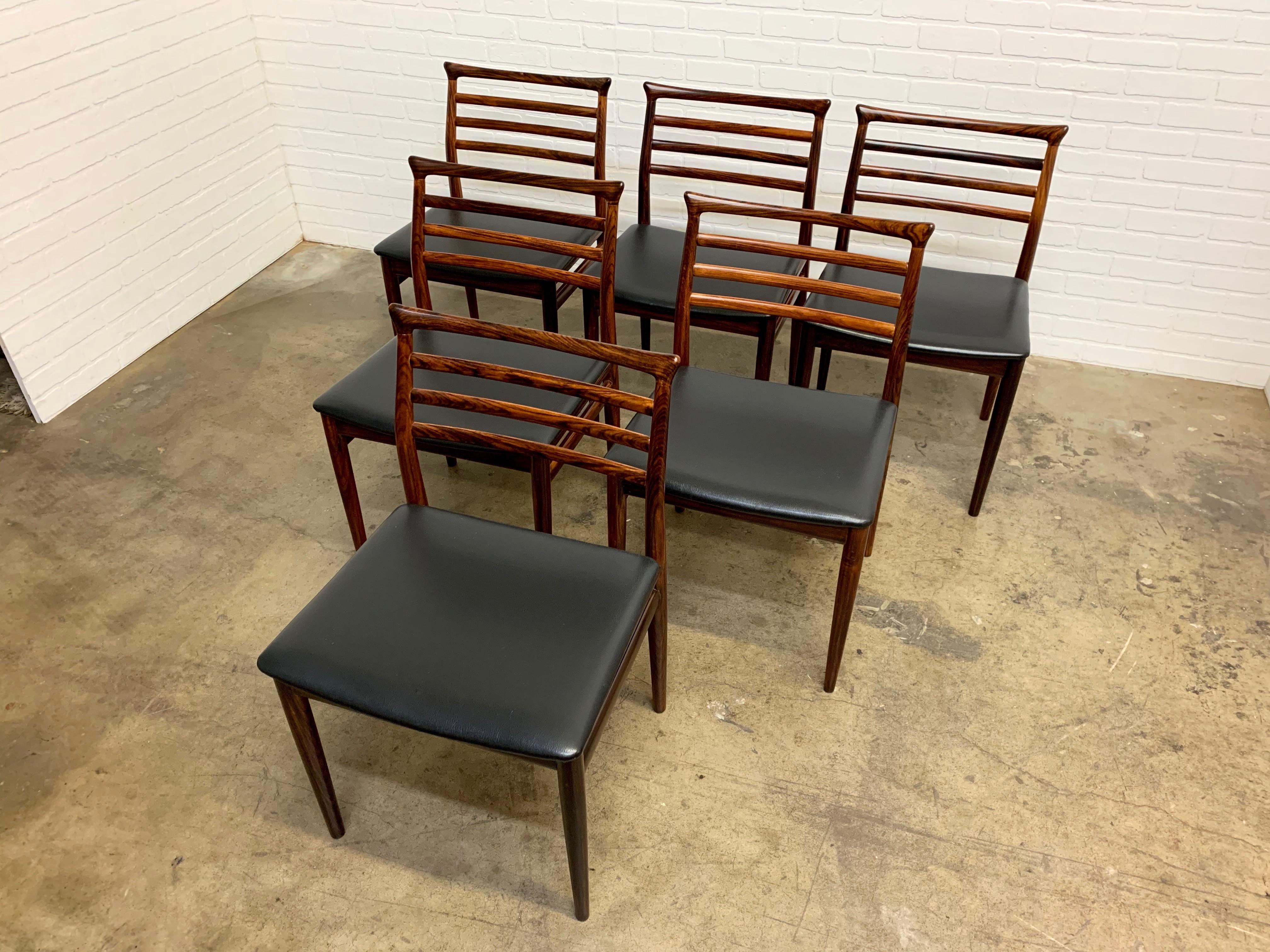 Midcentury Danish modern design chairs by Erling Tovits. These high quality rosewood chairs was manufactured by Sorø stolefabrik in the 1960s.
