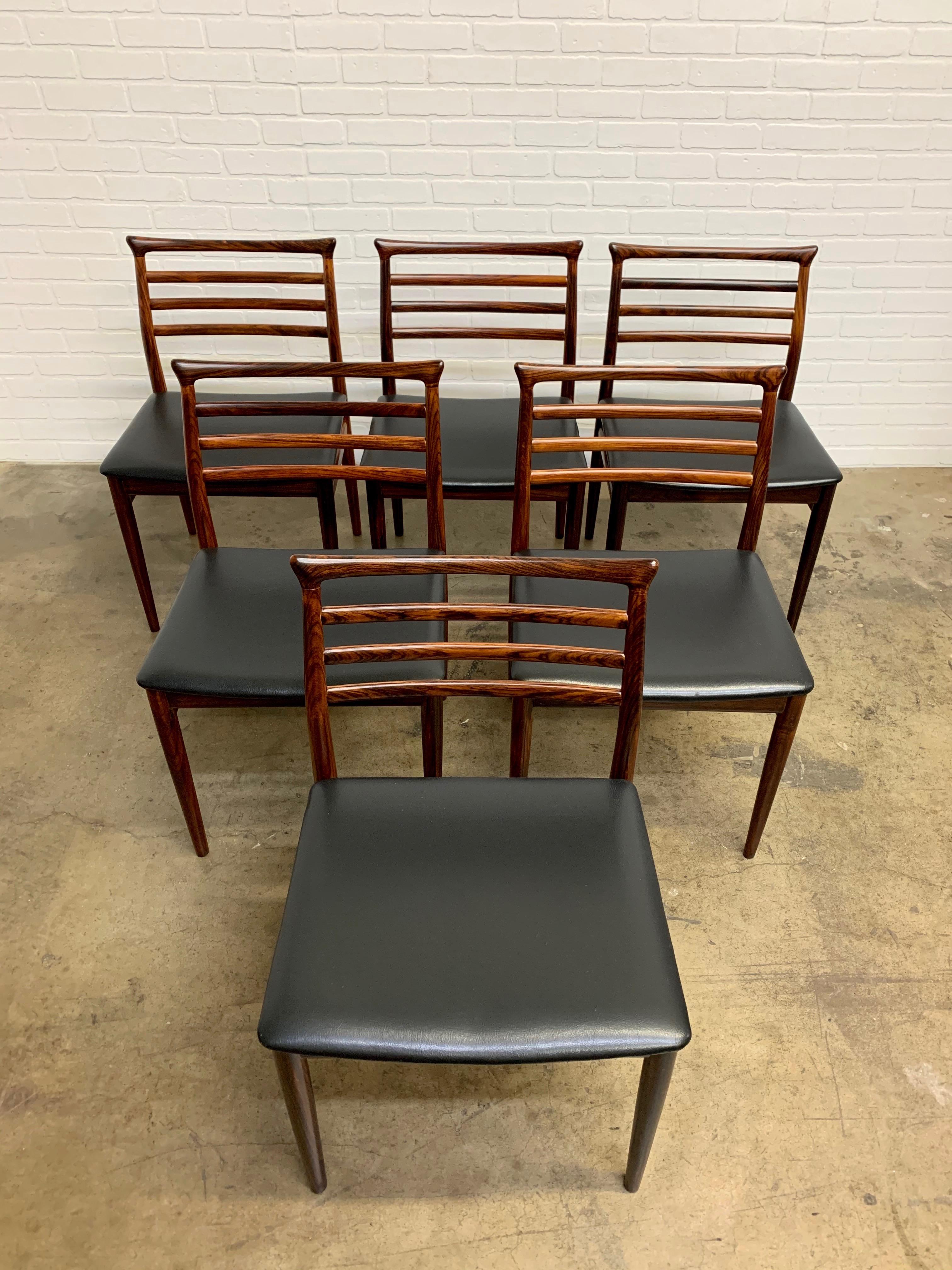 Upholstery Erling Torvits Rosewood Dining Chairs by Sorø Stolefabrik, Set of Six