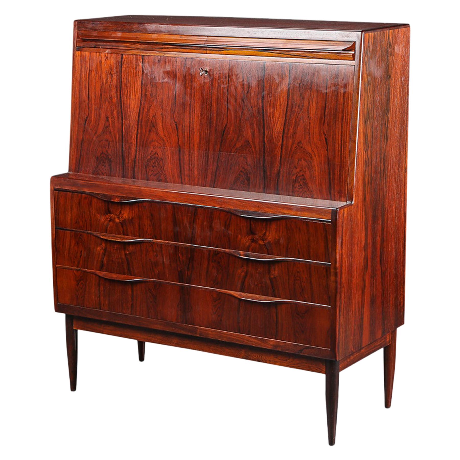Beautiful Danish Modern Rosewood Secretary Desk at 1stDibs