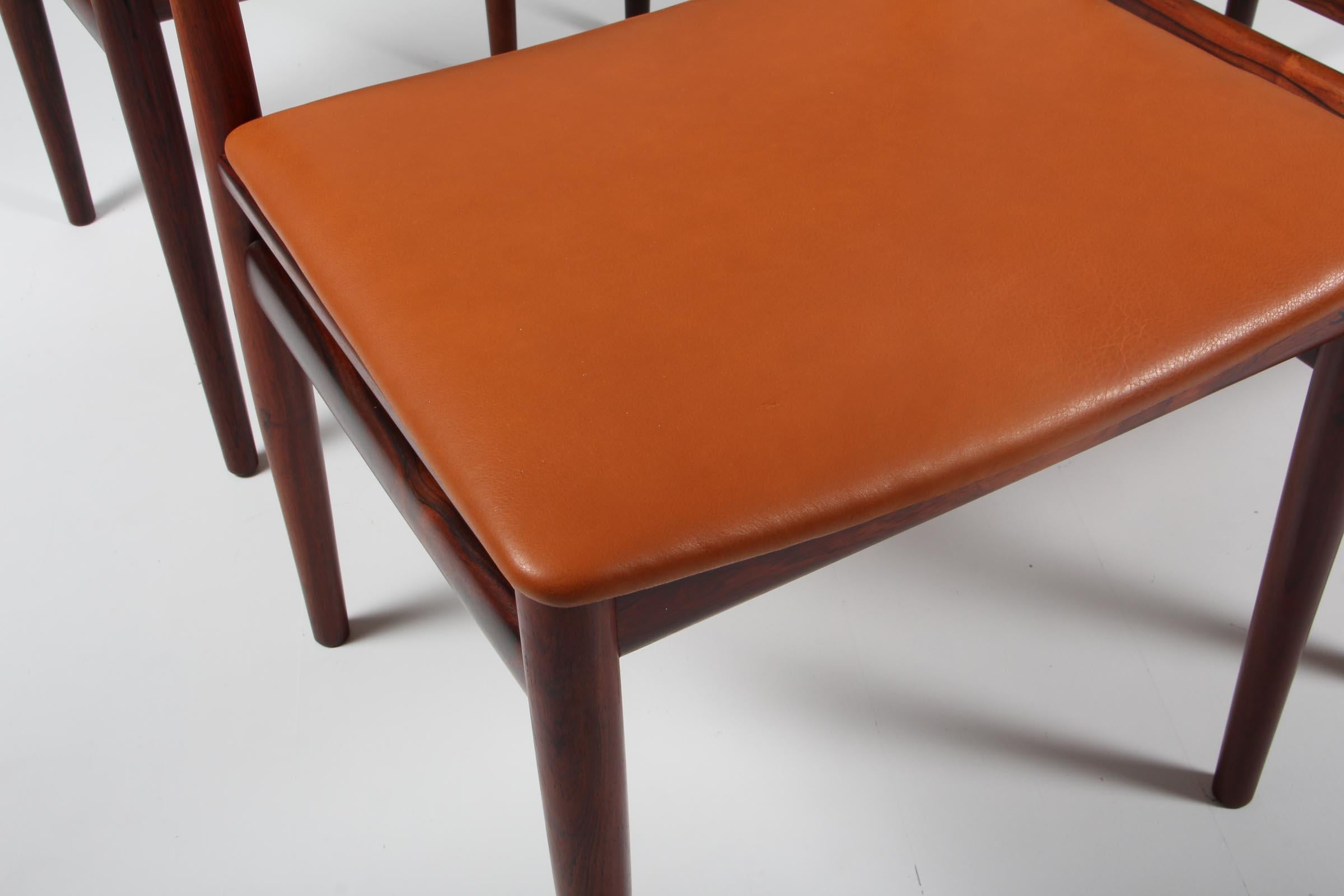 Leather Erling Torvits, Set of Six Dining Chairs