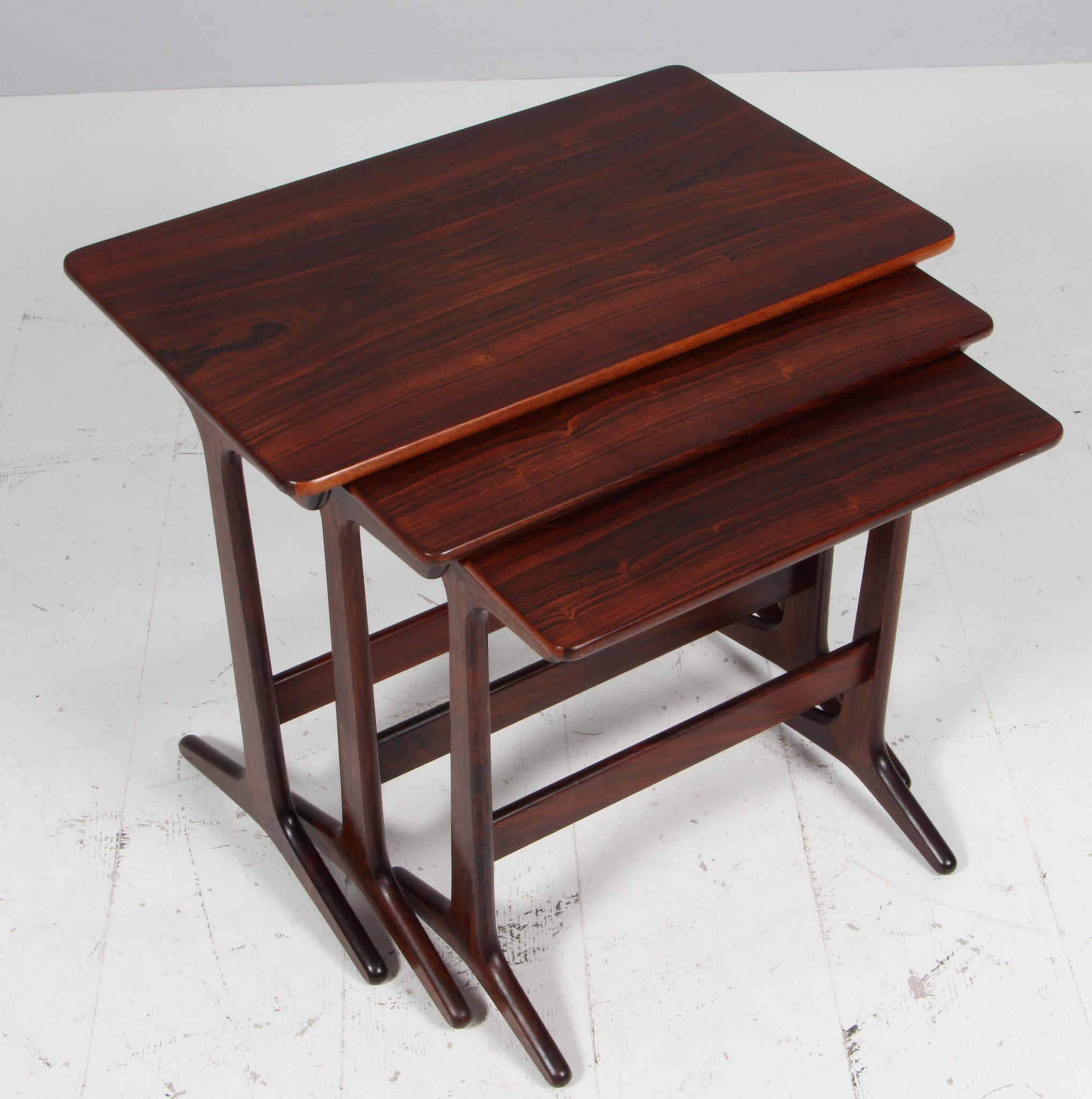 Scandinavian Modern Erling Torvits, Set of Stacking Tables For Sale