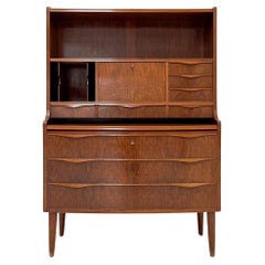 Erling Torvits Walnut Secretary Desk with Wave Front, Denmark, 1960s