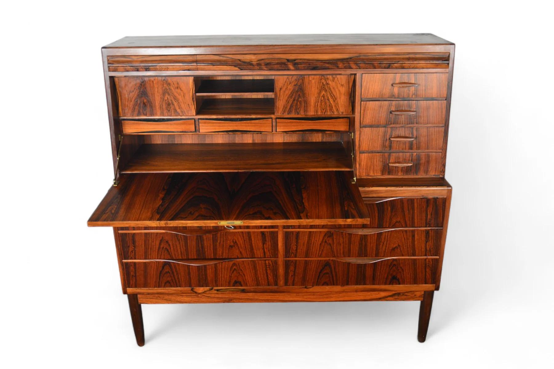 Erling Torvits Wide Brazilian Rosewood Secretary Desk For Sale 5