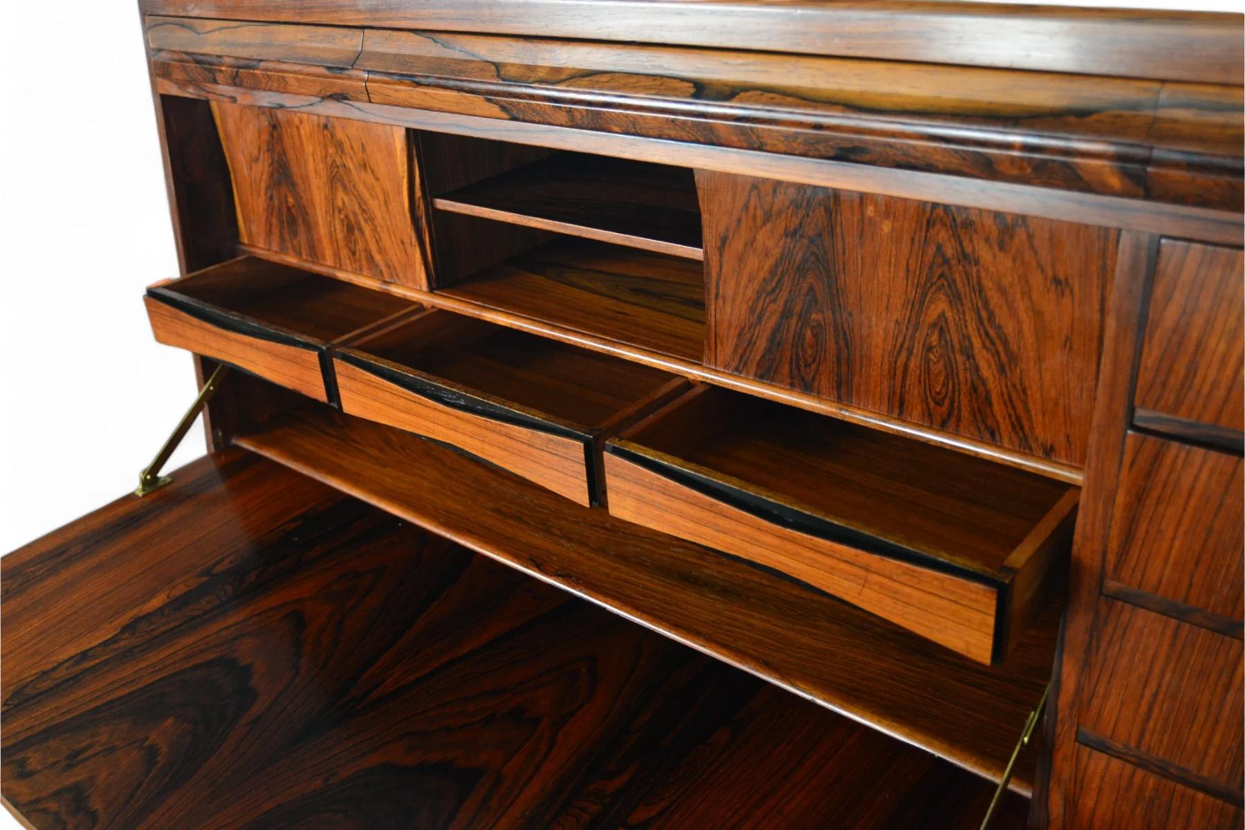 Erling Torvits Wide Brazilian Rosewood Secretary Desk For Sale 6