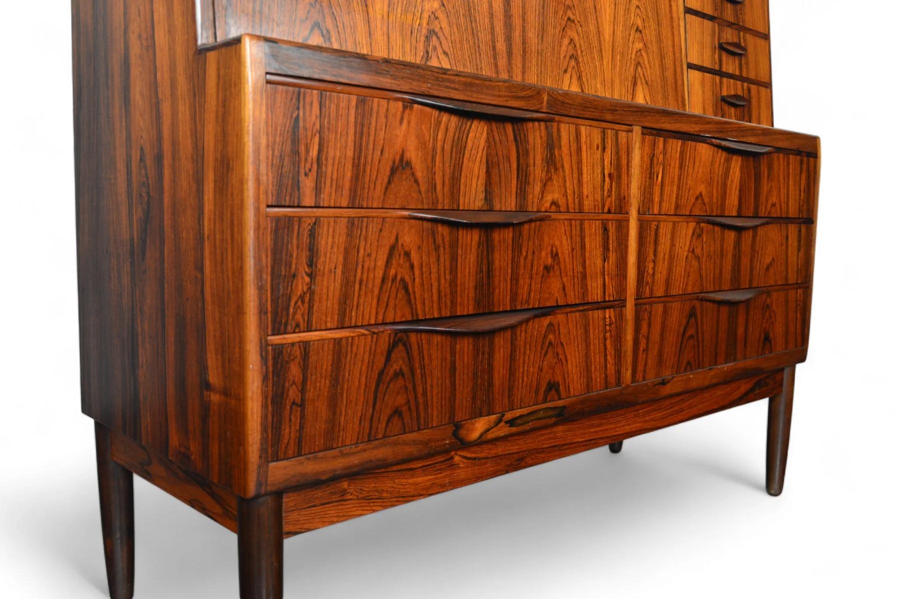 Mid-Century Modern Erling Torvits Wide Brazilian Rosewood Secretary Desk For Sale