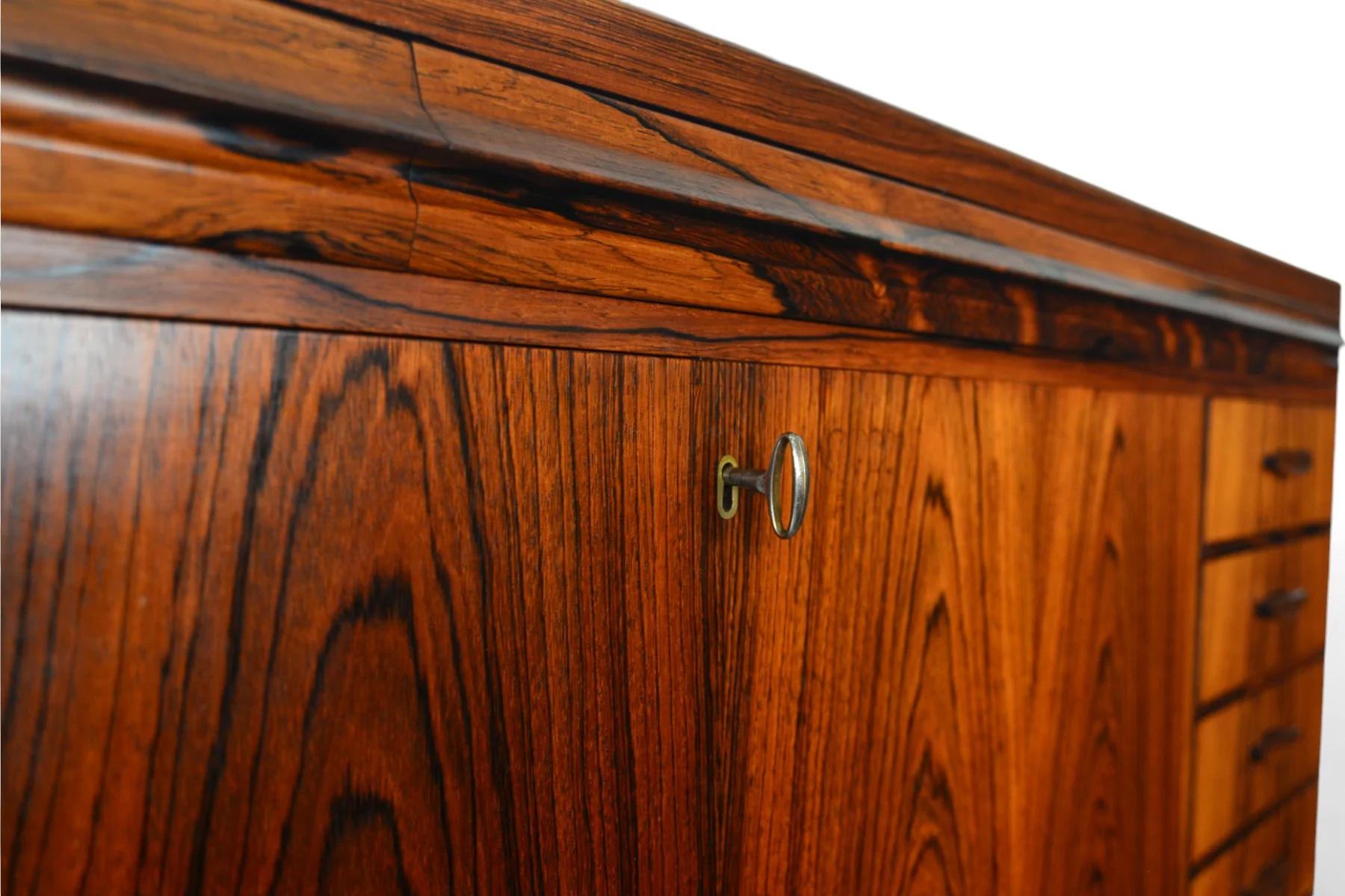 Danish Erling Torvits Wide Brazilian Rosewood Secretary Desk For Sale