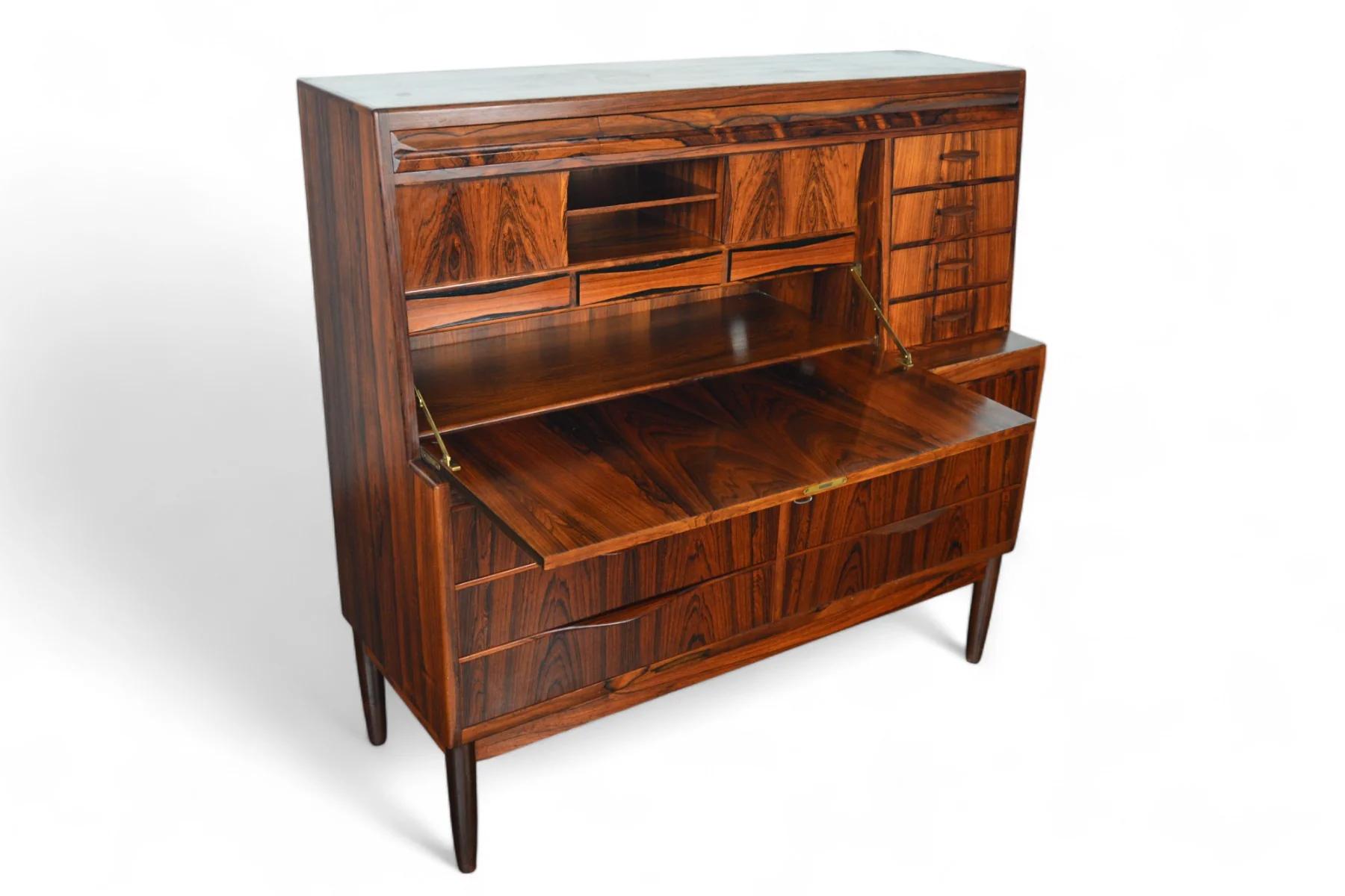 Erling Torvits Wide Brazilian Rosewood Secretary Desk In Good Condition For Sale In Berkeley, CA