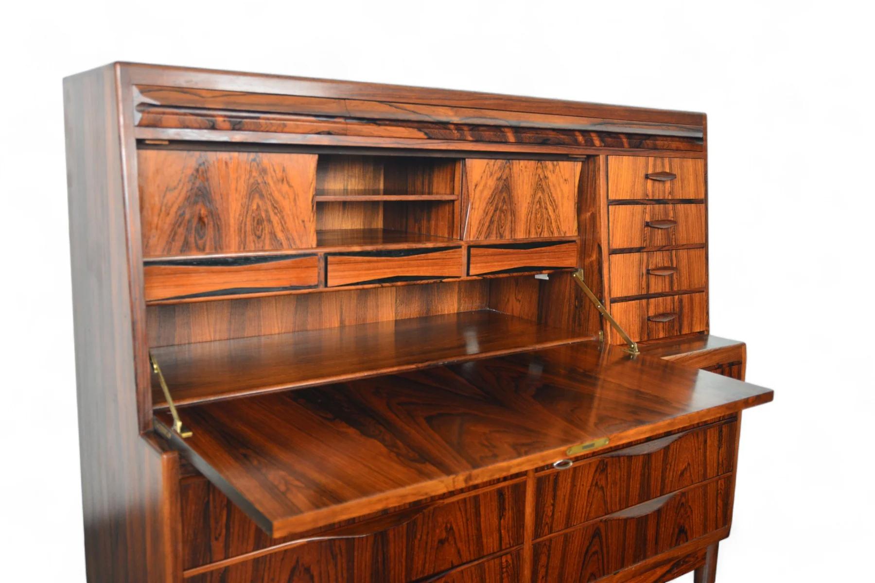 20th Century Erling Torvits Wide Brazilian Rosewood Secretary Desk For Sale