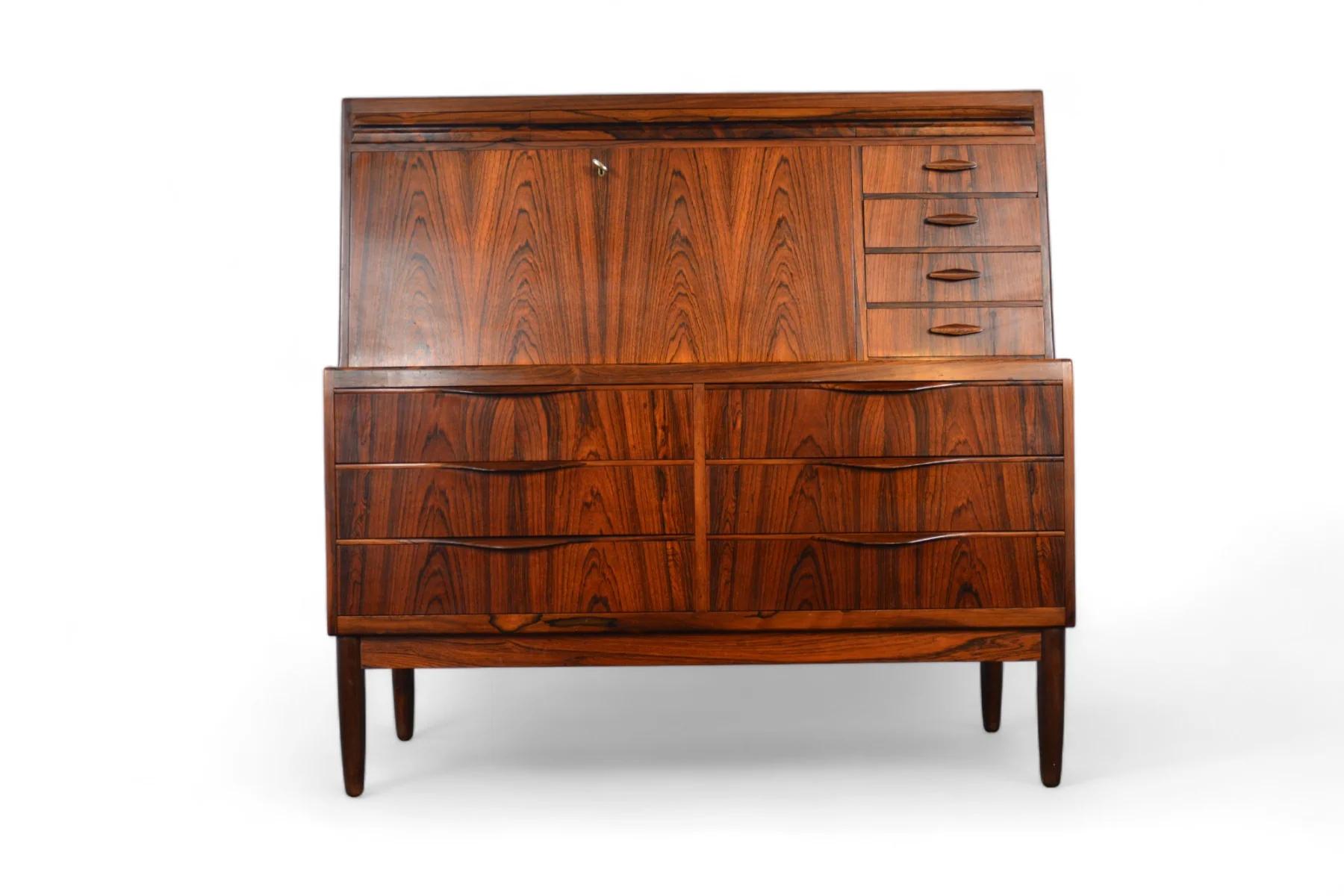 Erling Torvits Wide Brazilian Rosewood Secretary Desk For Sale 3