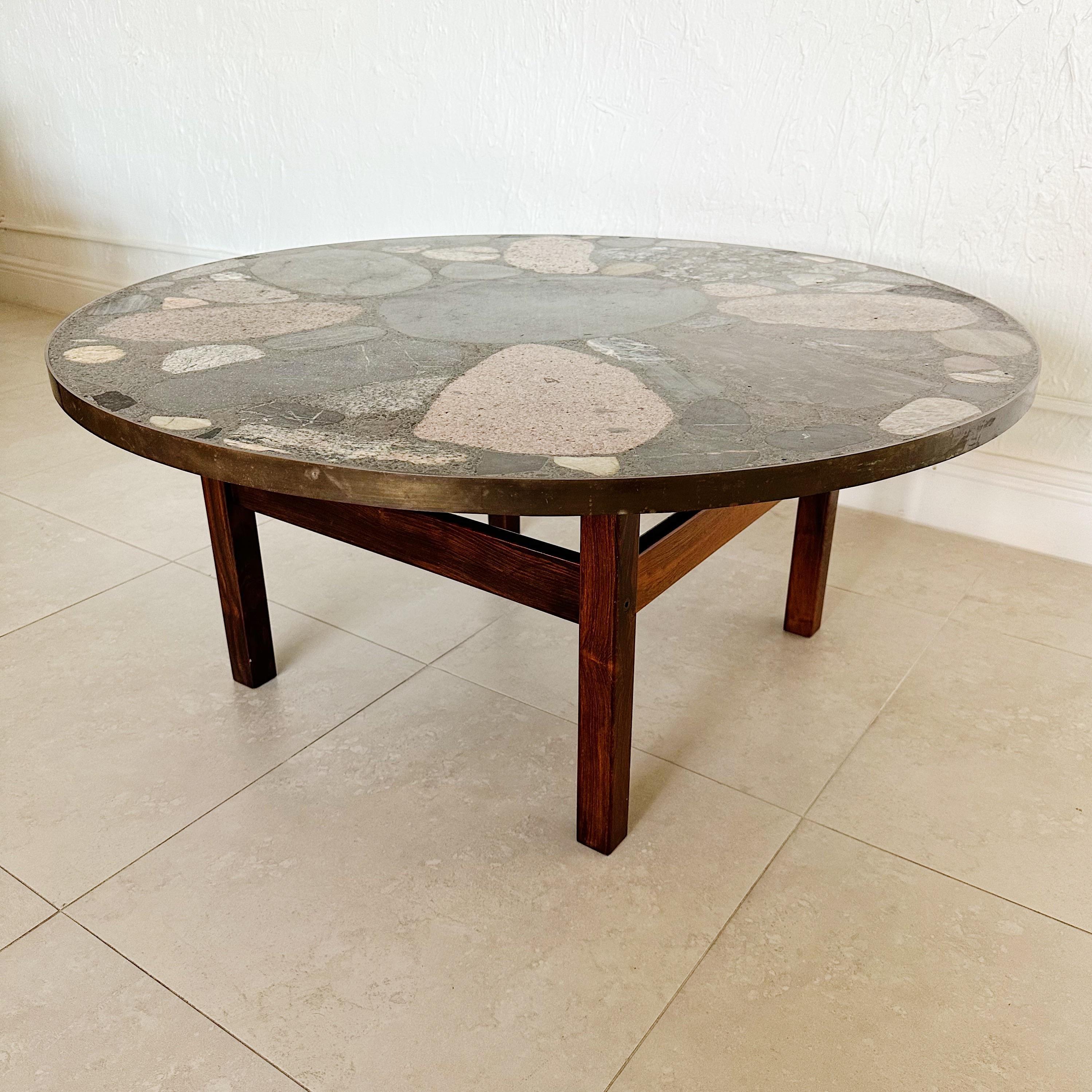 Hand-Crafted Erling Viksjo Terrazzo Congo Coffee Table Produced in Norway