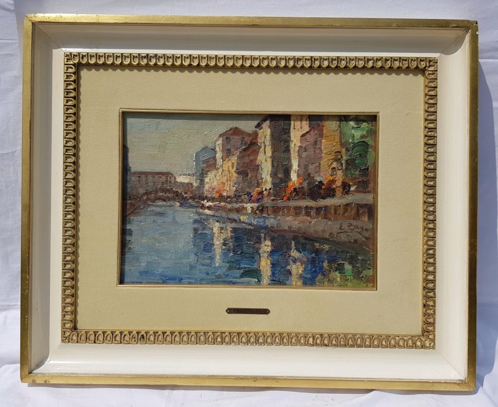19th century Italian painting view of Milan - Signed oil on panel - Venice Italy - Painting by Erma Zago